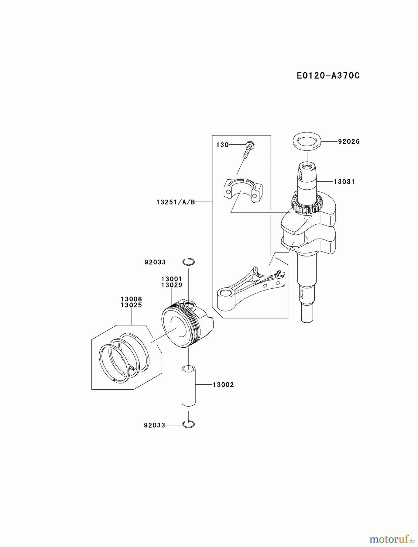  Kawasaki Motoren Motoren Vertikal FH641V - DS25 bis FS481V - BS13 FJ180V-BS36 - Kawasaki FJ180V 4-Stroke Engine PISTON/CRANKSHAFT