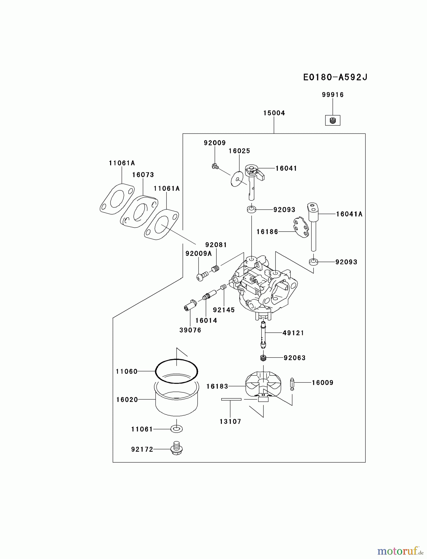  Kawasaki Motoren Motoren Vertikal FH641V - DS25 bis FS481V - BS13 FJ180V-BS40 - Kawasaki FJ180V 4-Stroke Engine CARBURETOR