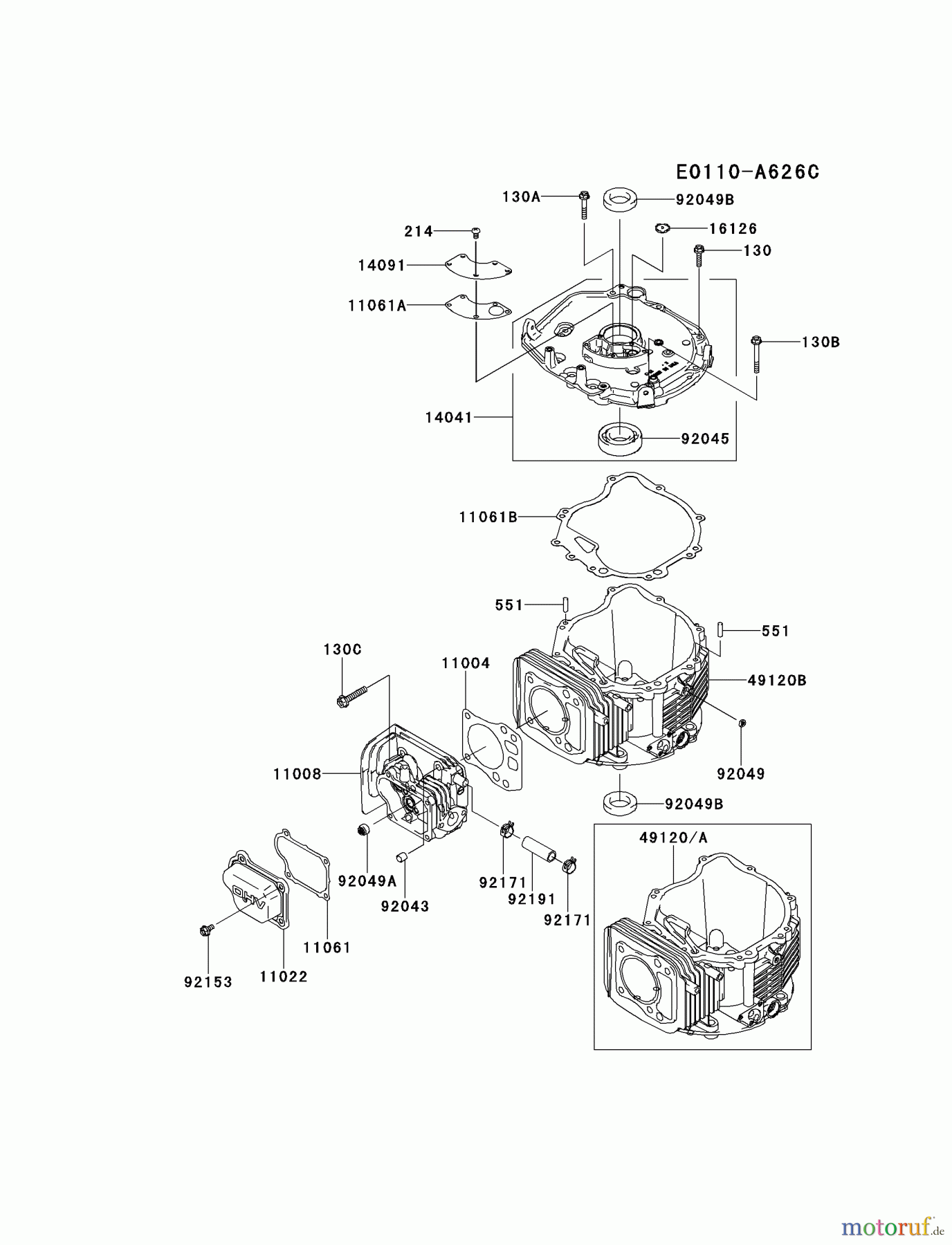  Kawasaki Motoren Motoren Vertikal FH641V - DS25 bis FS481V - BS13 FJ180V-AS40 - Kawasaki FJ180V 4-Stroke Engine CYLINDER/CRANKCASE