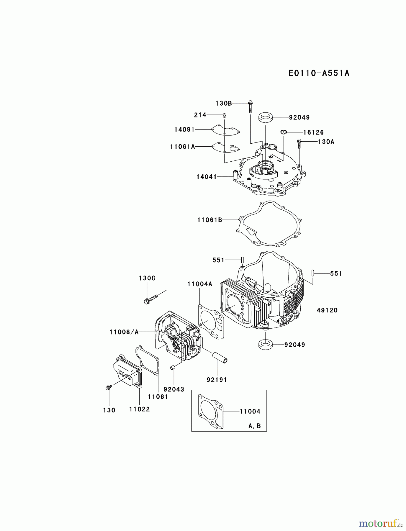  Kawasaki Motoren Motoren Vertikal FH641V - DS25 bis FS481V - BS13 FJ180V-BS05 - Kawasaki FJ180V 4-Stroke Engine CYLINDER/CRANKCASE