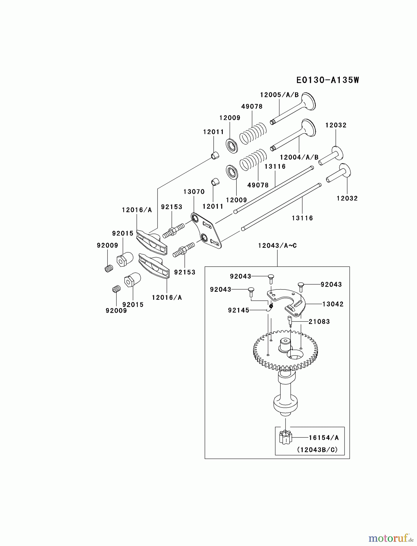  Kawasaki Motoren Motoren Vertikal FH641V - DS25 bis FS481V - BS13 FJ180V-CS08 - Kawasaki FJ180V 4-Stroke Engine VALVE/CAMSHAFT