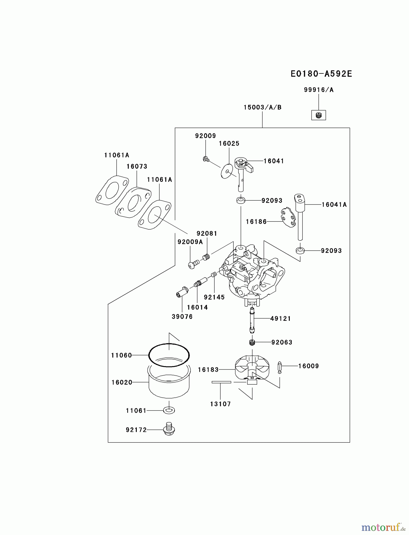  Kawasaki Motoren Motoren Vertikal FH641V - DS25 bis FS481V - BS13 FJ180V-BS10 - Kawasaki FJ180V 4-Stroke Engine CARBURETOR