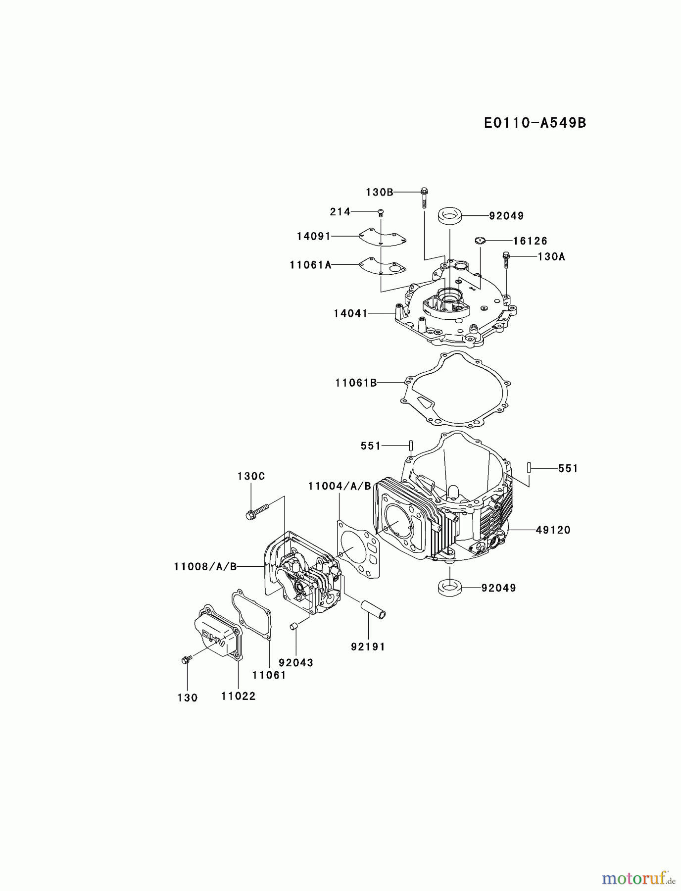  Kawasaki Motoren Motoren Vertikal FH641V - DS25 bis FS481V - BS13 FJ180V-BS14 - Kawasaki FJ180V 4-Stroke Engine CYLINDER/CRANKCASE