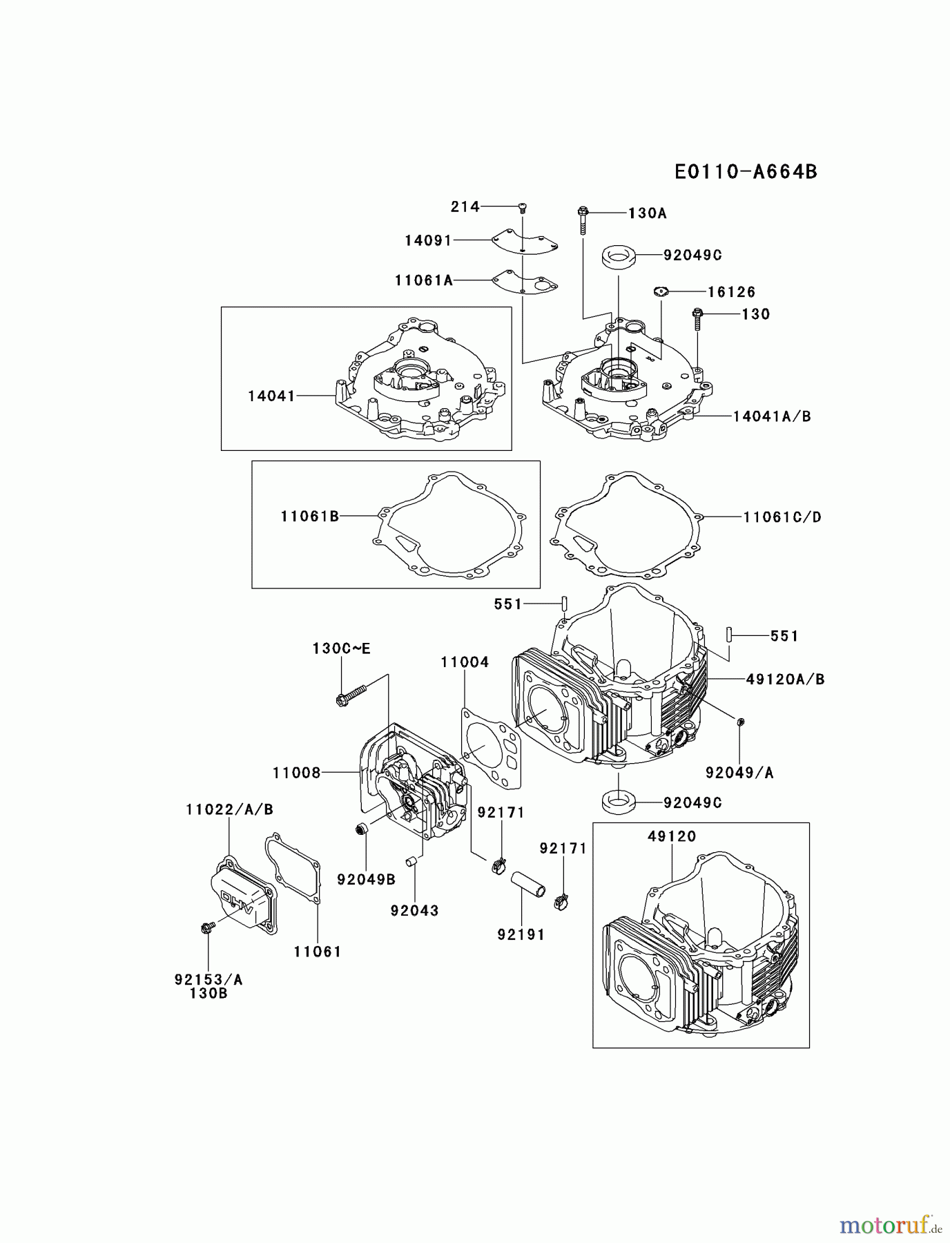  Kawasaki Motoren Motoren Vertikal FH641V - DS25 bis FS481V - BS13 FJ180V-BS23 - Kawasaki FJ180V 4-Stroke Engine CYLINDER/CRANKCASE