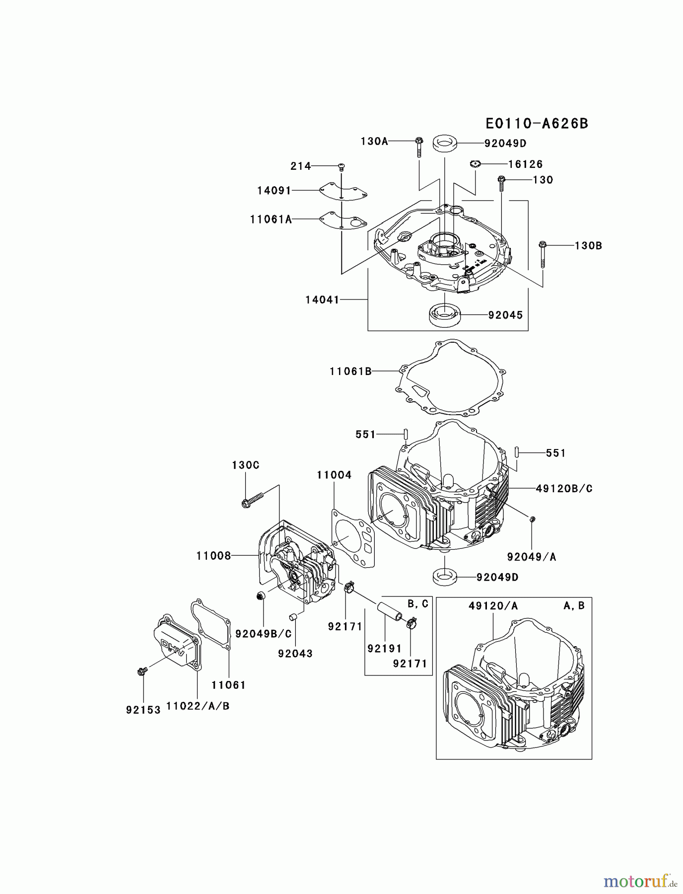  Kawasaki Motoren Motoren Vertikal FH641V - DS25 bis FS481V - BS13 FJ180V-CS30 - Kawasaki FJ180V 4-Stroke Engine CYLINDER/CRANKCASE