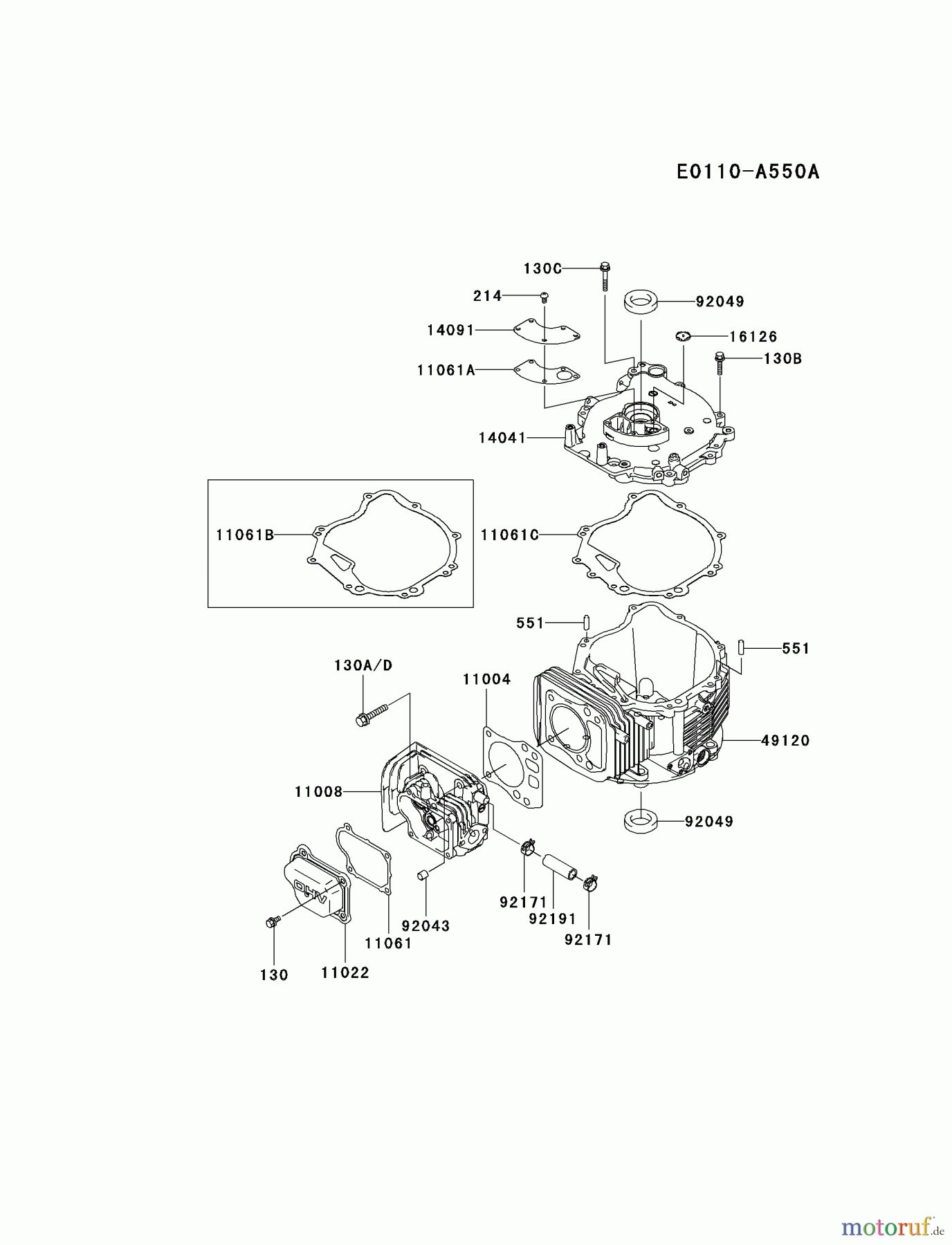  Kawasaki Motoren Motoren Vertikal FH641V - DS25 bis FS481V - BS13 FJ180V-AS25 - Kawasaki FJ180V 4-Stroke Engine CYLINDER/CRANKCASE