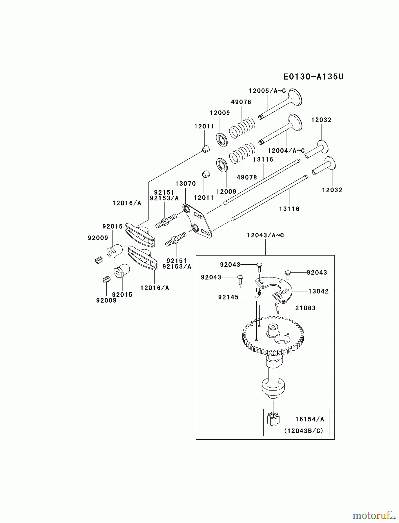  Kawasaki Motoren Motoren Vertikal FH641V - DS25 bis FS481V - BS13 FJ180V-BS05 - Kawasaki FJ180V 4-Stroke Engine VALVE/CAMSHAFT