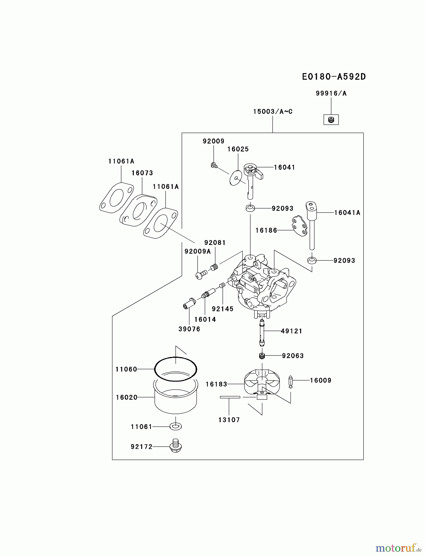  Kawasaki Motoren Motoren Vertikal FH641V - DS25 bis FS481V - BS13 FJ180V-CS08 - Kawasaki FJ180V 4-Stroke Engine CARBURETOR