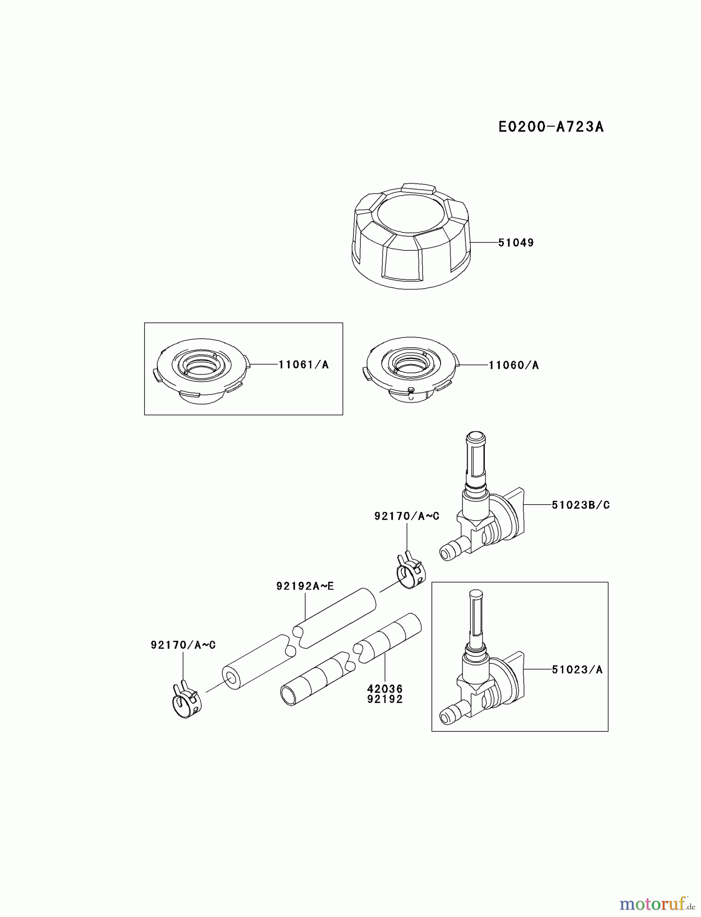  Kawasaki Motoren Motoren Vertikal FH641V - DS25 bis FS481V - BS13 FJ180V-CS13 - Kawasaki FJ180V 4-Stroke Engine FUEL-TANK/FUEL-VALVE