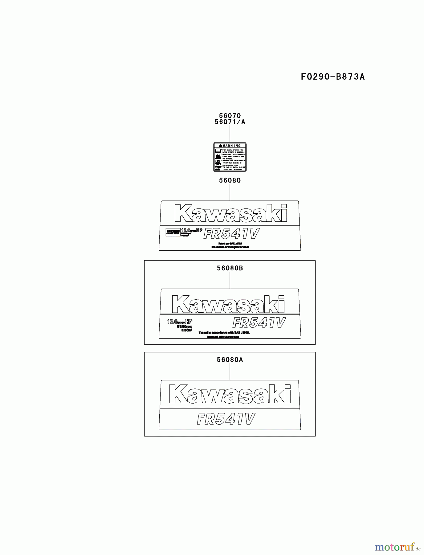  Kawasaki Motoren Motoren Vertikal FH641V - DS25 bis FS481V - BS13 FR541V-AS04 - Kawasaki FR541V 4-Stroke Engine LABEL