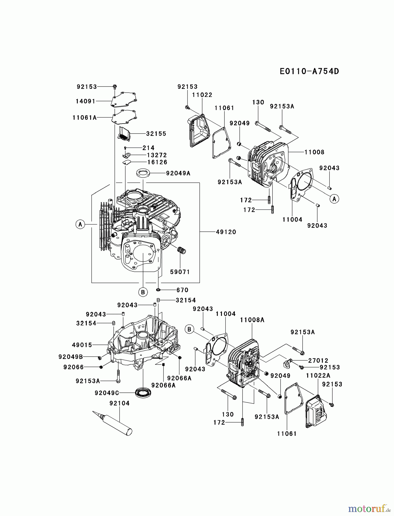  Kawasaki Motoren Motoren Vertikal FH641V - DS25 bis FS481V - BS13 FR600V-AS13 - Kawasaki FR600V 4-Stroke Engine CYLINDER/CRANKCASE