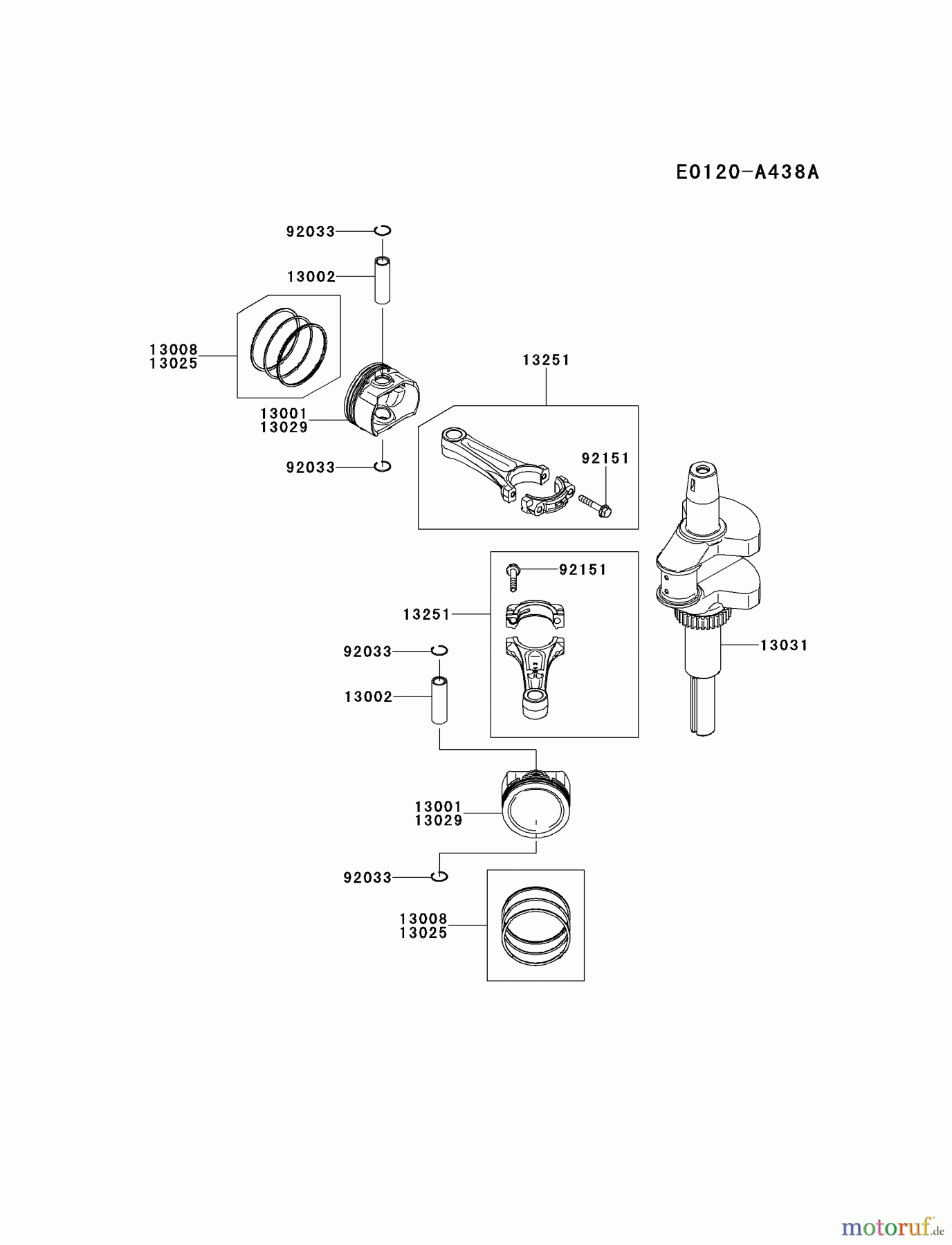  Kawasaki Motoren Motoren Vertikal FH641V - DS25 bis FS481V - BS13 FR541V-BS00 - Kawasaki FR541V 4-Stroke Engine PISTON/CRANKSHAFT