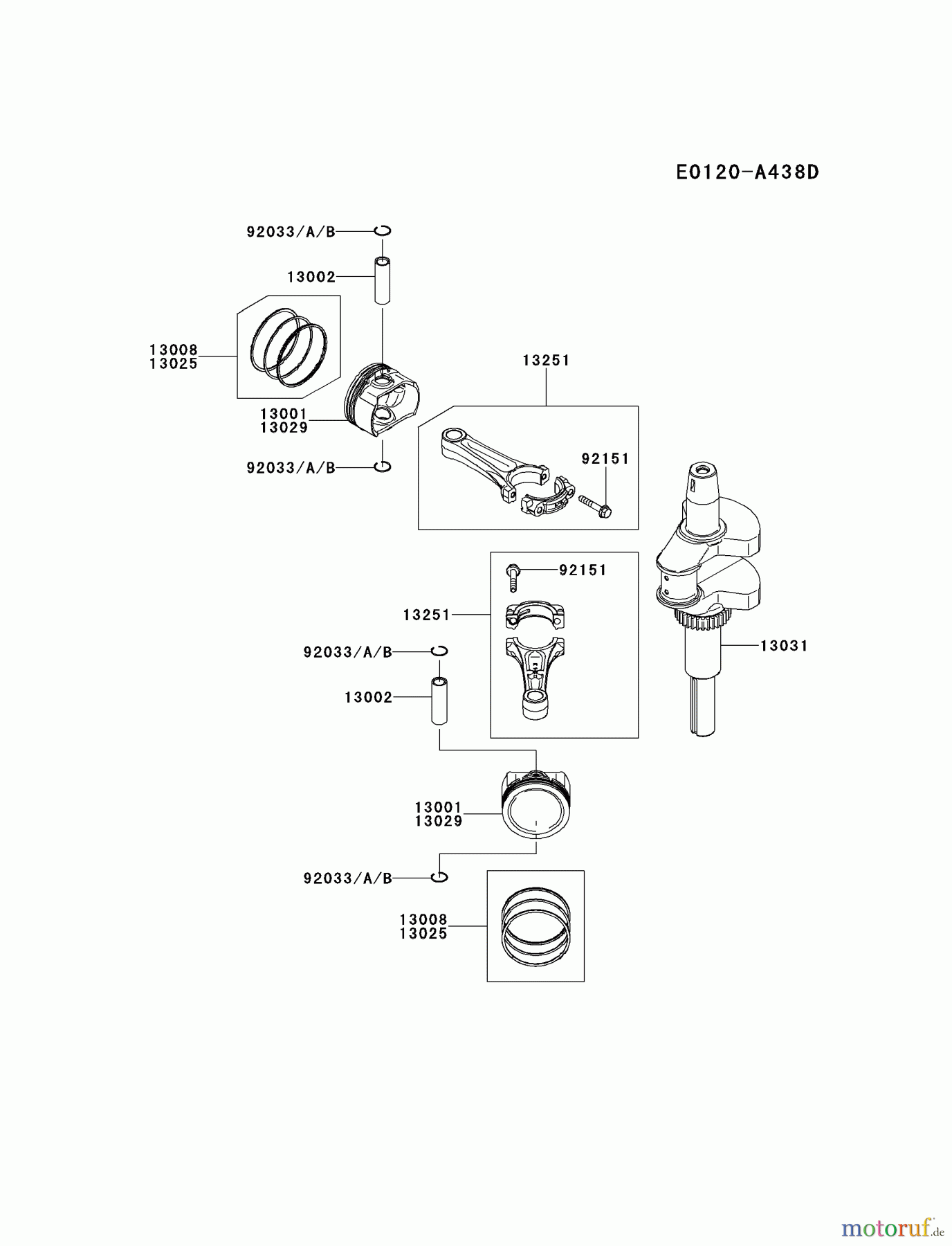  Kawasaki Motoren Motoren Vertikal FH641V - DS25 bis FS481V - BS13 FR541V-AS51 - Kawasaki FR541V 4-Stroke Engine PISTON/CRANKSHAFT