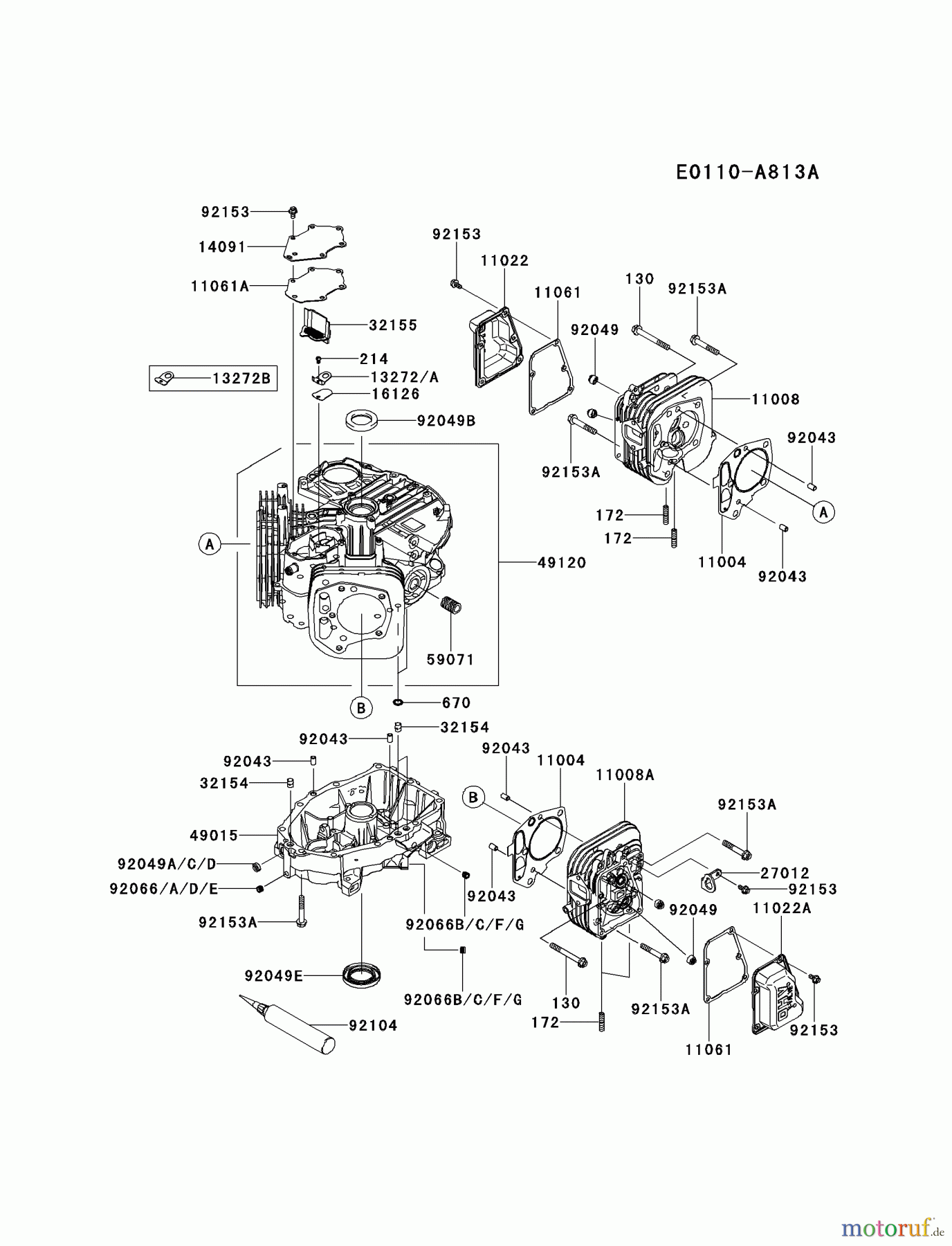  Kawasaki Motoren Motoren Vertikal FH641V - DS25 bis FS481V - BS13 FR541V-BS04 - Kawasaki FR541V 4-Stroke Engine CYLINDER/CRANKCASE