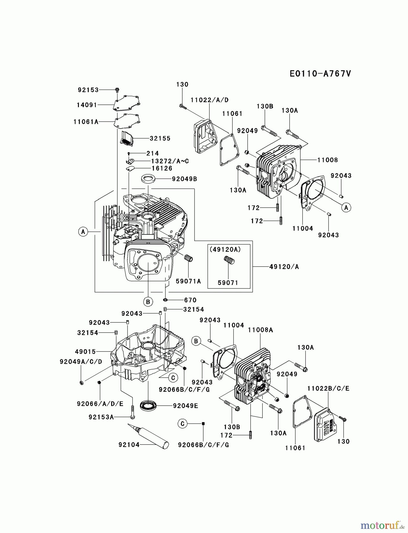  Kawasaki Motoren Motoren Vertikal FH641V - DS25 bis FS481V - BS13 FR651V-AS11 - Kawasaki FR651V 4-Stroke Engine CYLINDER/CRANKCASE #1