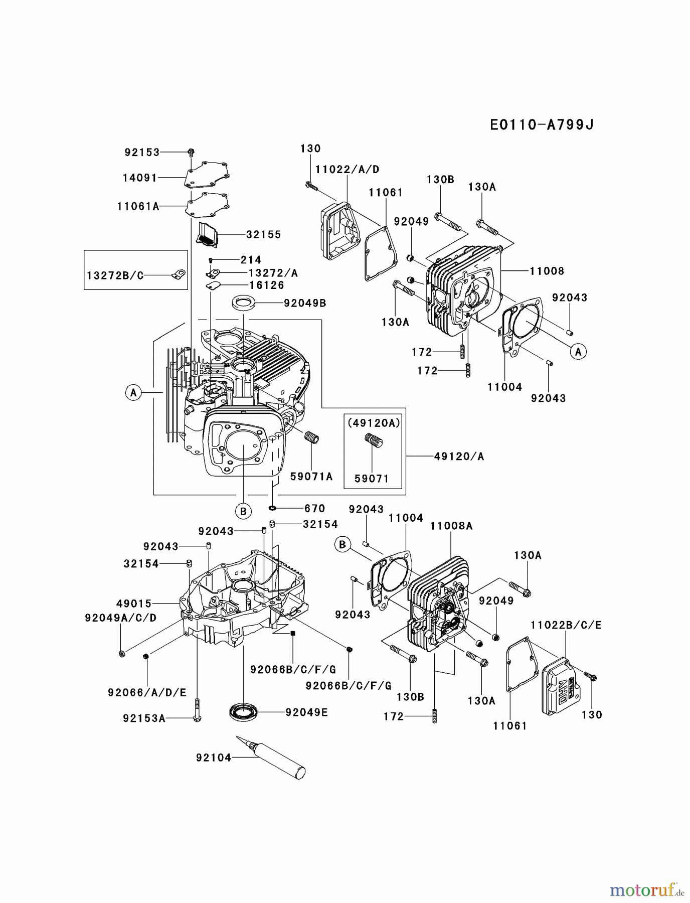  Kawasaki Motoren Motoren Vertikal FH641V - DS25 bis FS481V - BS13 FR651V-CS12 - Kawasaki FR651V 4-Stroke Engine CYLINDER/CRANKCASE #2