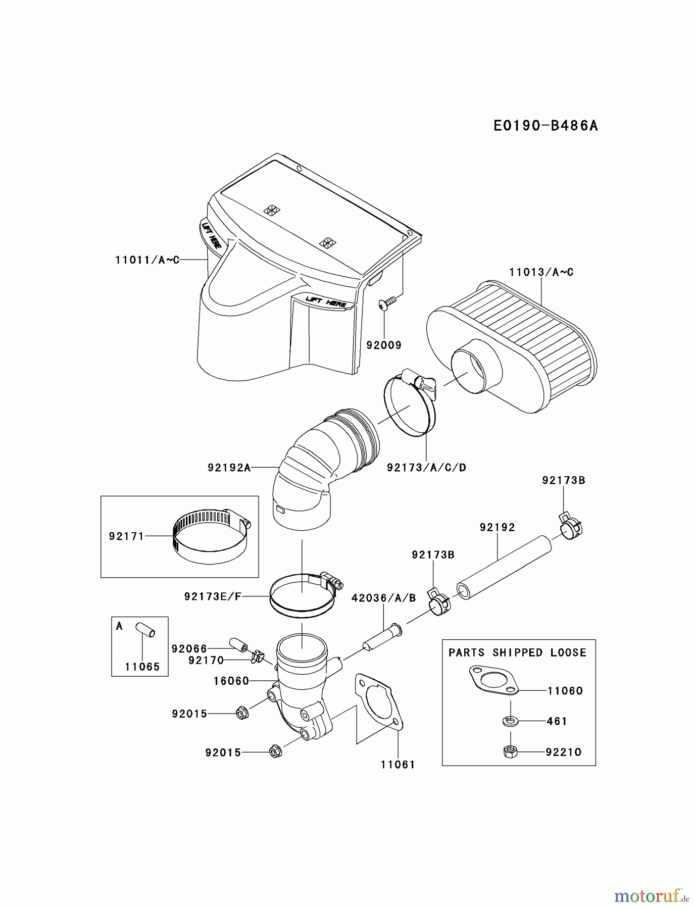  Kawasaki Motoren Motoren Vertikal FH641V - DS25 bis FS481V - BS13 FR651V-BS05 - Kawasaki FR651V 4-Stroke Engine AIR-FILTER(FR651-A16266∼)