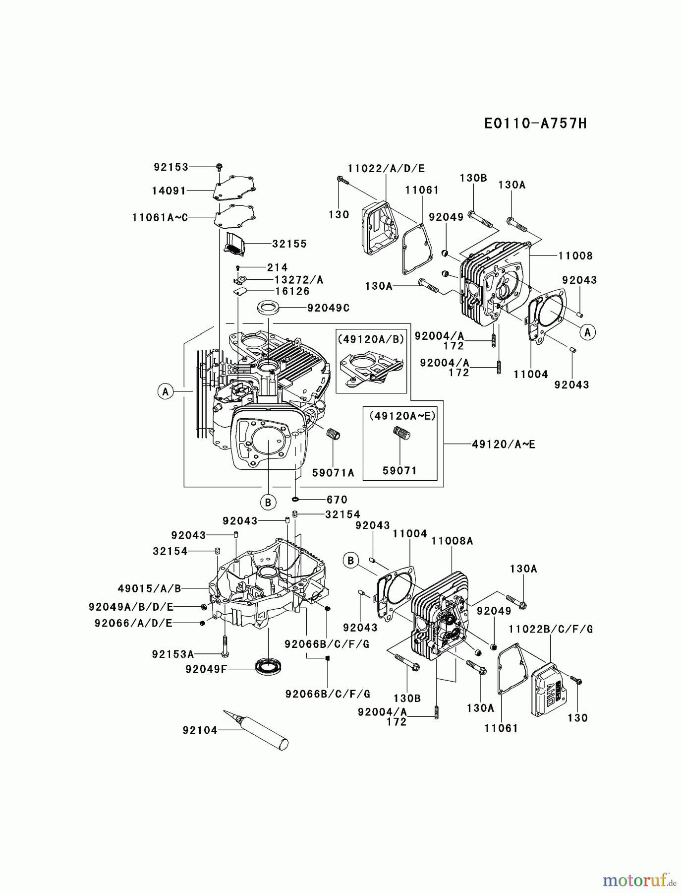  Kawasaki Motoren Motoren Vertikal FH641V - DS25 bis FS481V - BS13 FR651V-AS05 - Kawasaki FR651V 4-Stroke Engine CYLINDER/CRANKCASE #2