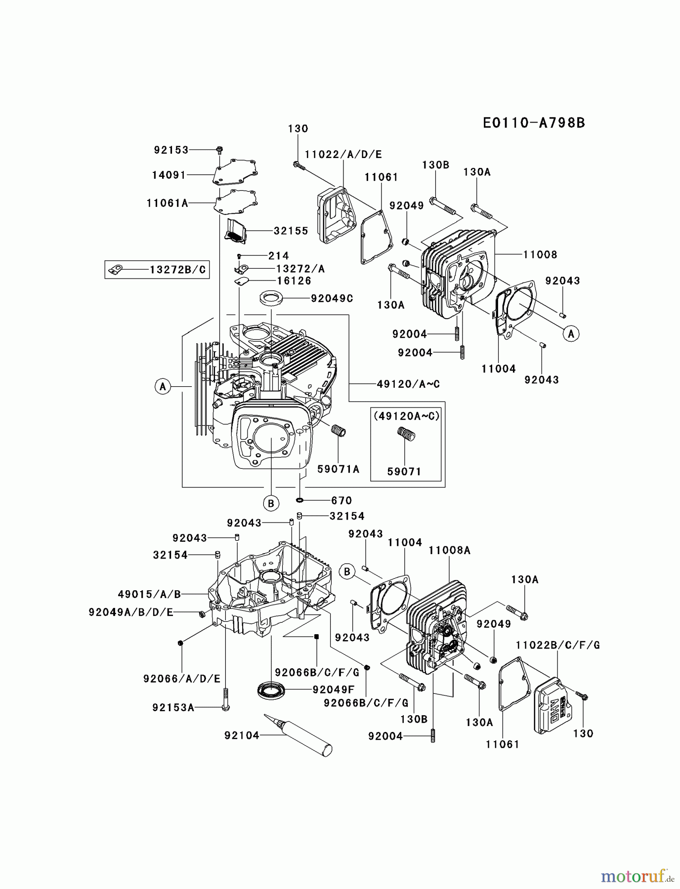  Kawasaki Motoren Motoren Vertikal FH641V - DS25 bis FS481V - BS13 FR651V-CS08 - Kawasaki FR651V 4-Stroke Engine CYLINDER/CRANKCASE #1