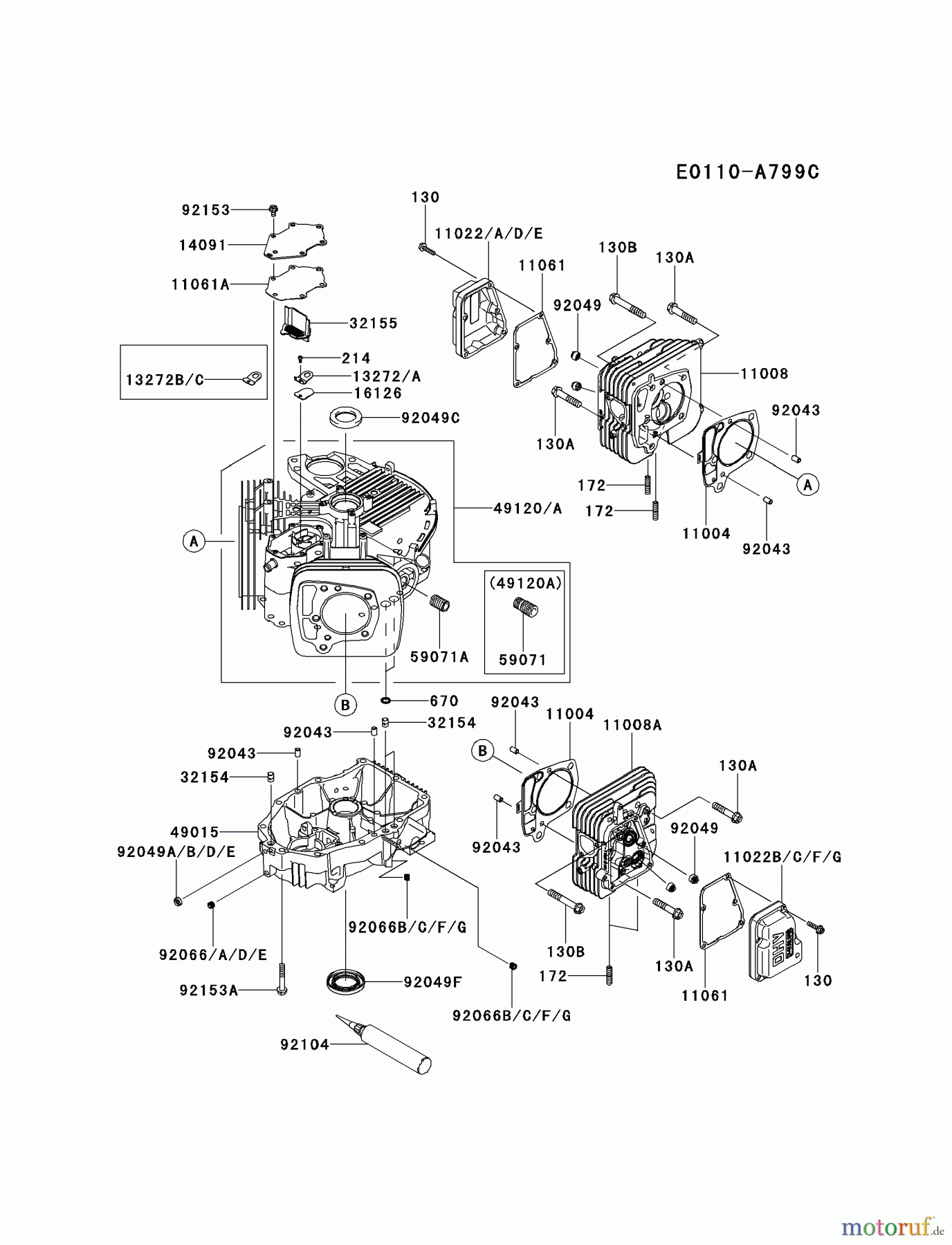  Kawasaki Motoren Motoren Vertikal FH641V - DS25 bis FS481V - BS13 FR651V-AS09 - Kawasaki FR651V 4-Stroke Engine CYLINDER/CRANKCASE #2