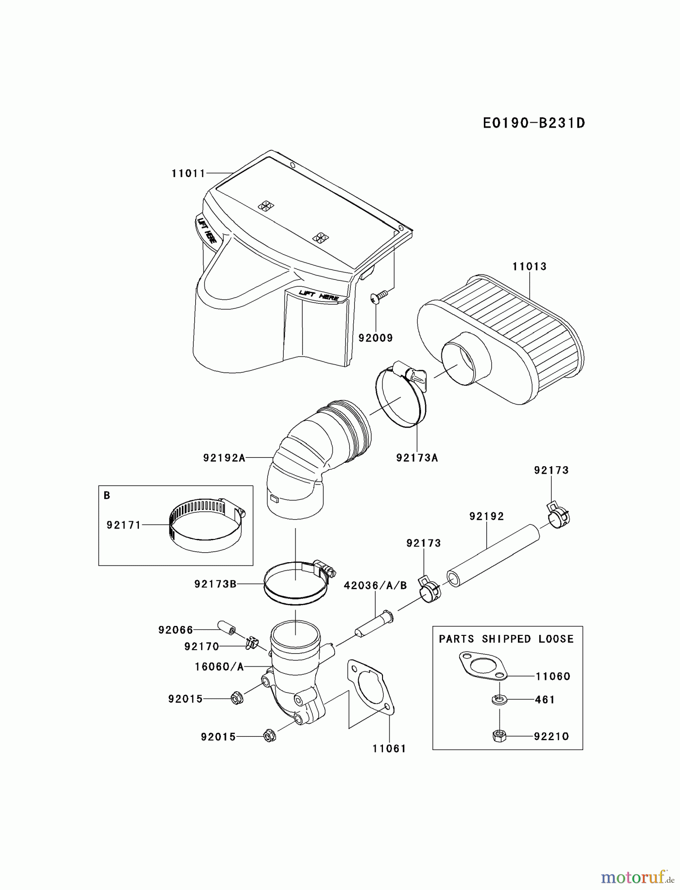  Kawasaki Motoren Motoren Vertikal FH641V - DS25 bis FS481V - BS13 FR651V-DS00 - Kawasaki FR651V 4-Stroke Engine AIR-FILTER(FR651-A16266∼)