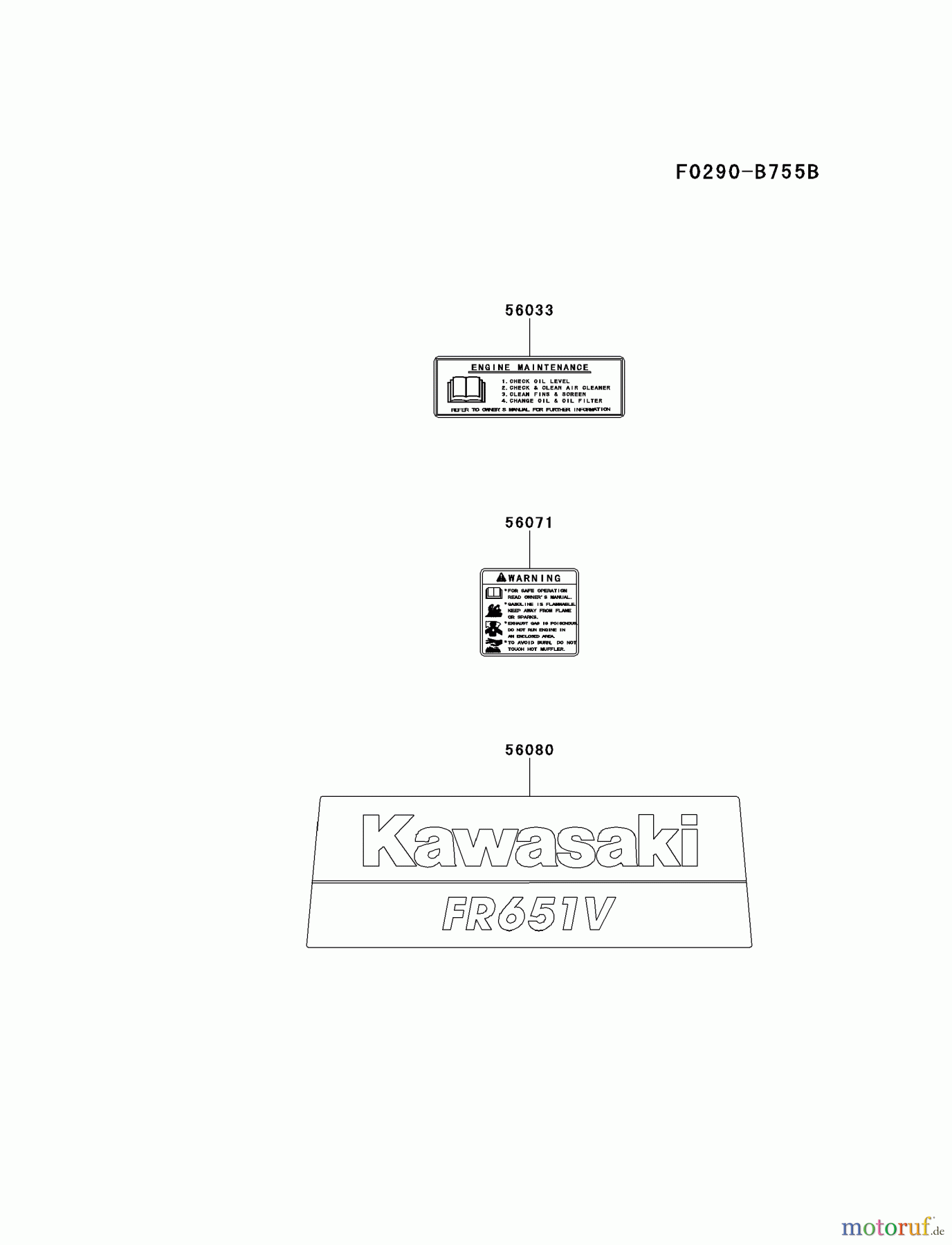  Kawasaki Motoren Motoren Vertikal FH641V - DS25 bis FS481V - BS13 FR651V-FS00 - Kawasaki FR651V 4-Stroke Engine LABEL