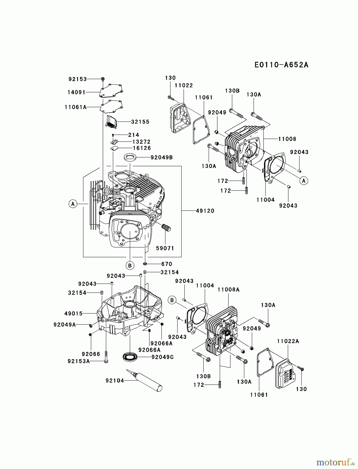  Kawasaki Motoren Motoren Vertikal FH641V - DS25 bis FS481V - BS13 FR691V-AS16 - Kawasaki FR691V 4-Stroke Engine CYLINDER/CRANKCASE