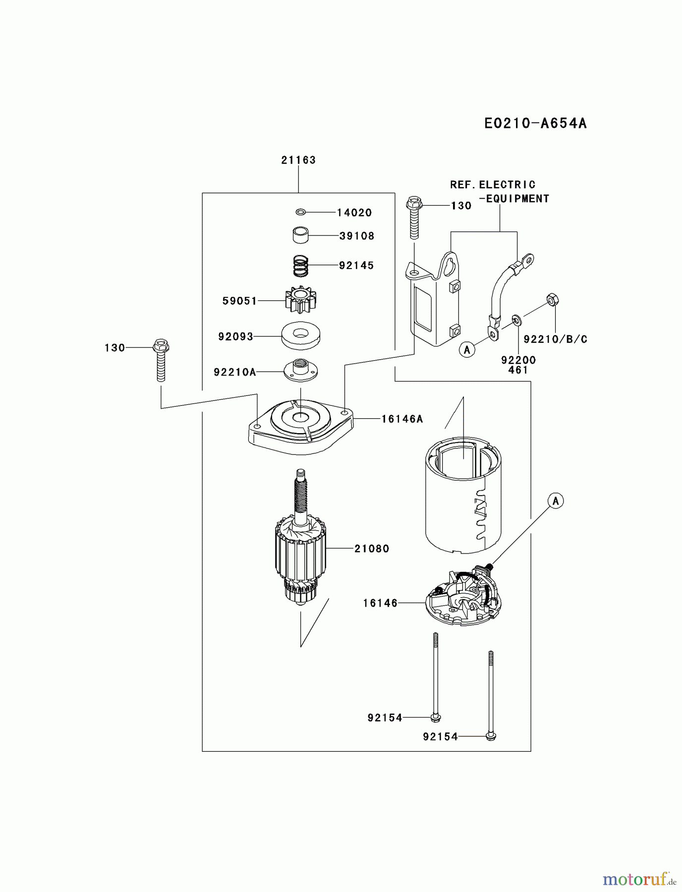  Kawasaki Motoren Motoren Vertikal FH641V - DS25 bis FS481V - BS13 FR651V-BS13 - Kawasaki FR651V 4-Stroke Engine STARTER(?R651VB39844)