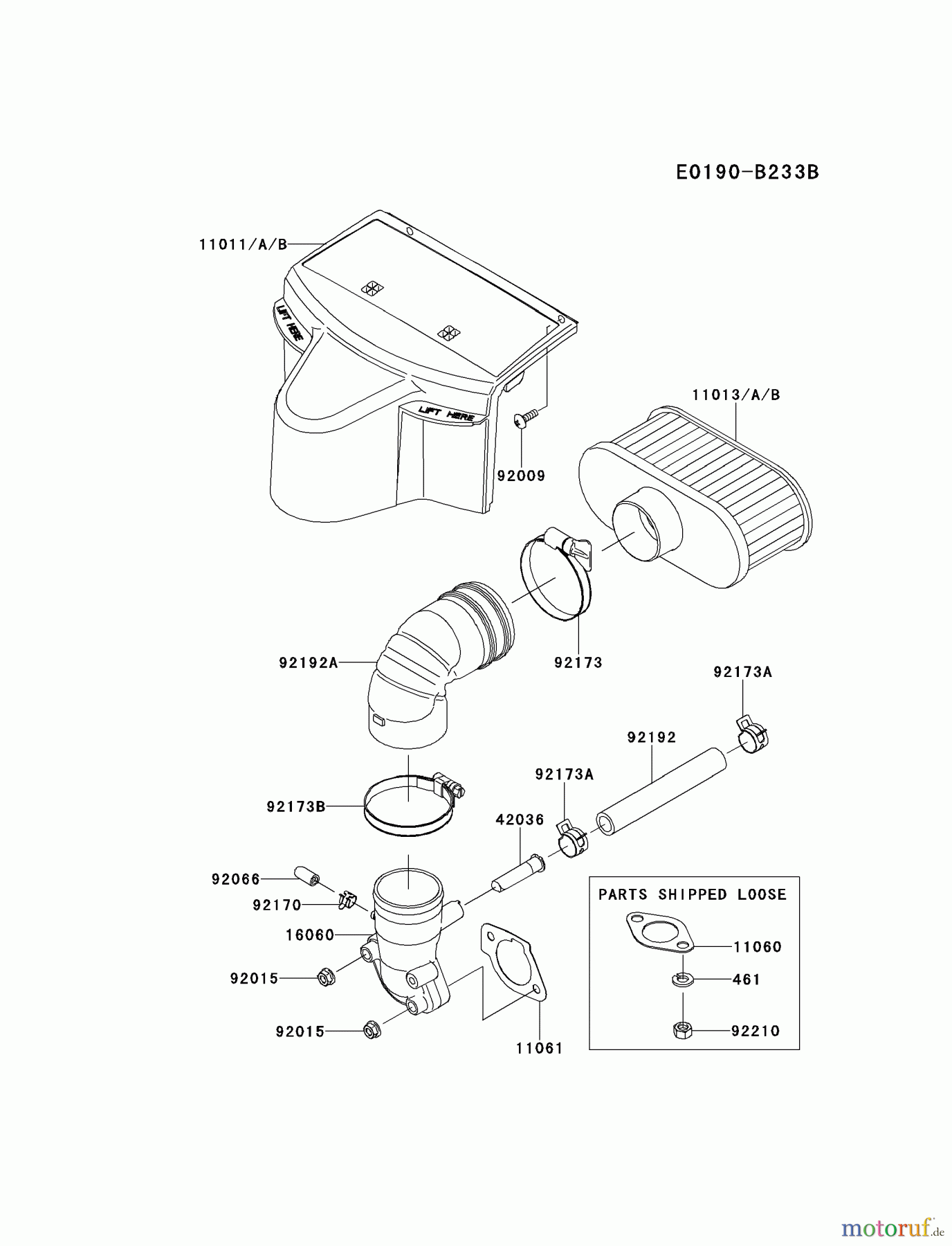  Kawasaki Motoren Motoren Vertikal FH641V - DS25 bis FS481V - BS13 FR691V-AS17 - Kawasaki FR691V 4-Stroke Engine AIR-FILTER/MUFFLER