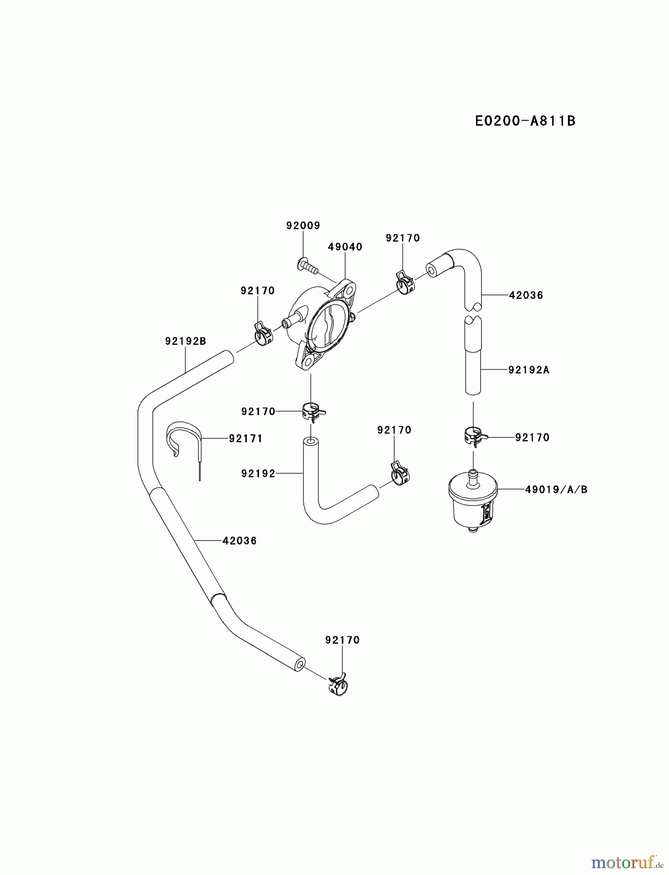  Kawasaki Motoren Motoren Vertikal FH641V - DS25 bis FS481V - BS13 FR691V-AS17 - Kawasaki FR691V 4-Stroke Engine FUEL-TANK/FUEL-VALVE