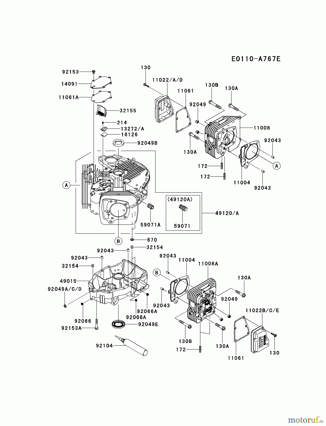  Kawasaki Motoren Motoren Vertikal FH641V - DS25 bis FS481V - BS13 FR691V-AS10 - Kawasaki FR691V 4-Stroke Engine CYLINDER/CRANKCASE