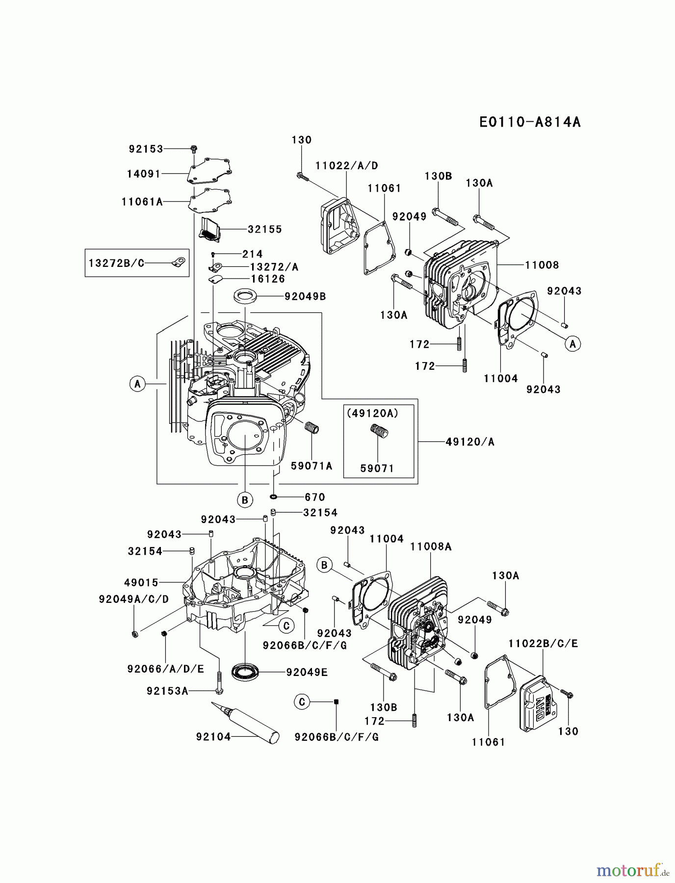  Kawasaki Motoren Motoren Vertikal FH641V - DS25 bis FS481V - BS13 FR651V-CS13 - Kawasaki FR651V 4-Stroke Engine CYLINDER/CRANKCASE #1