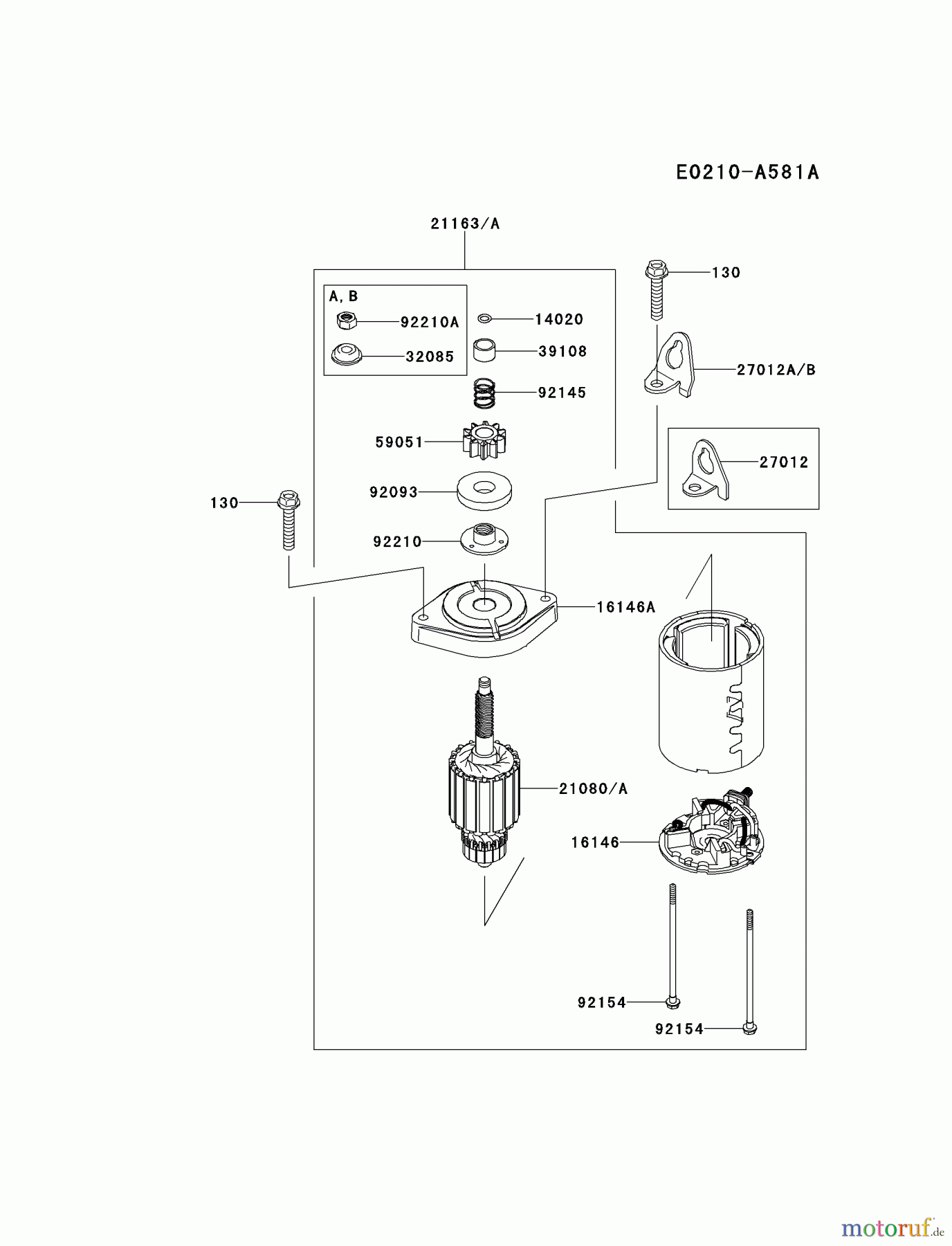  Kawasaki Motoren Motoren Vertikal FH641V - DS25 bis FS481V - BS13 FR691V-CS05 - Kawasaki FR691V 4-Stroke Engine STARTER(∼FR691VB34930)