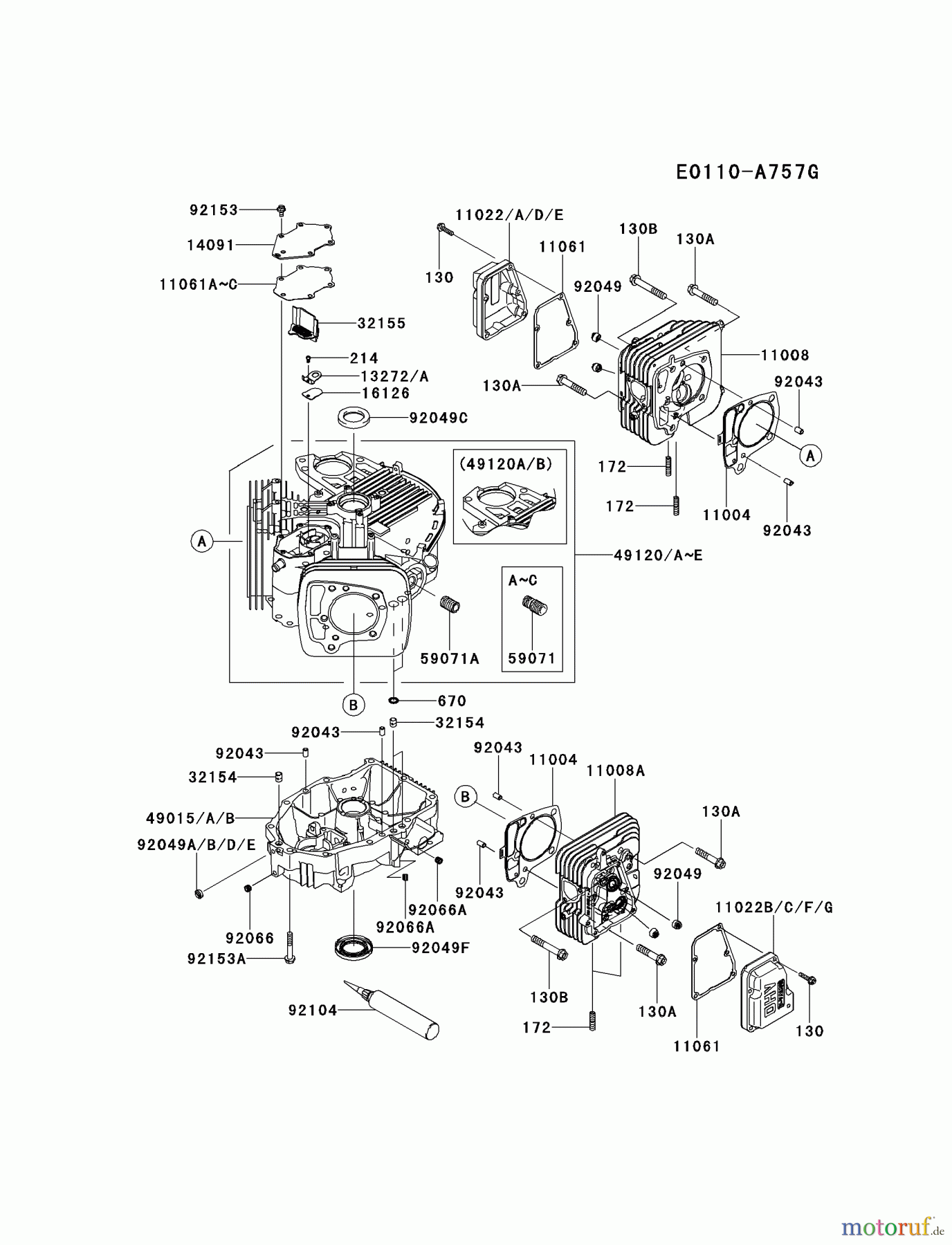  Kawasaki Motoren Motoren Vertikal FH641V - DS25 bis FS481V - BS13 FR691V-BS06 - Kawasaki FR691V 4-Stroke Engine CYLINDER/CRANKCASE #2