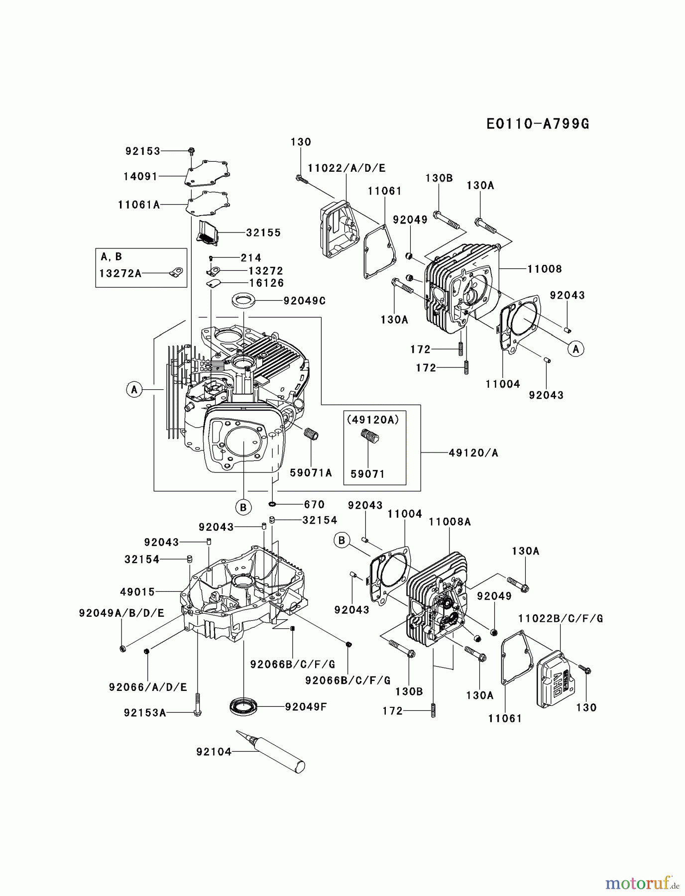  Kawasaki Motoren Motoren Vertikal FH641V - DS25 bis FS481V - BS13 FR691V-CS12 - Kawasaki FR691V 4-Stroke Engine CYLINDER/CRANKCASE #2