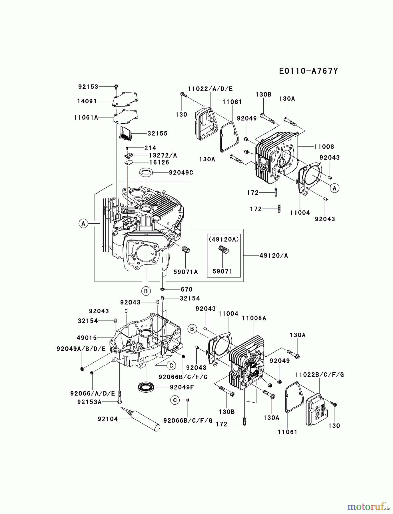  Kawasaki Motoren Motoren Vertikal FH641V - DS25 bis FS481V - BS13 FR691V-DS15 - Kawasaki FR691V 4-Stroke Engine CYLINDER/CRANKCASE #1