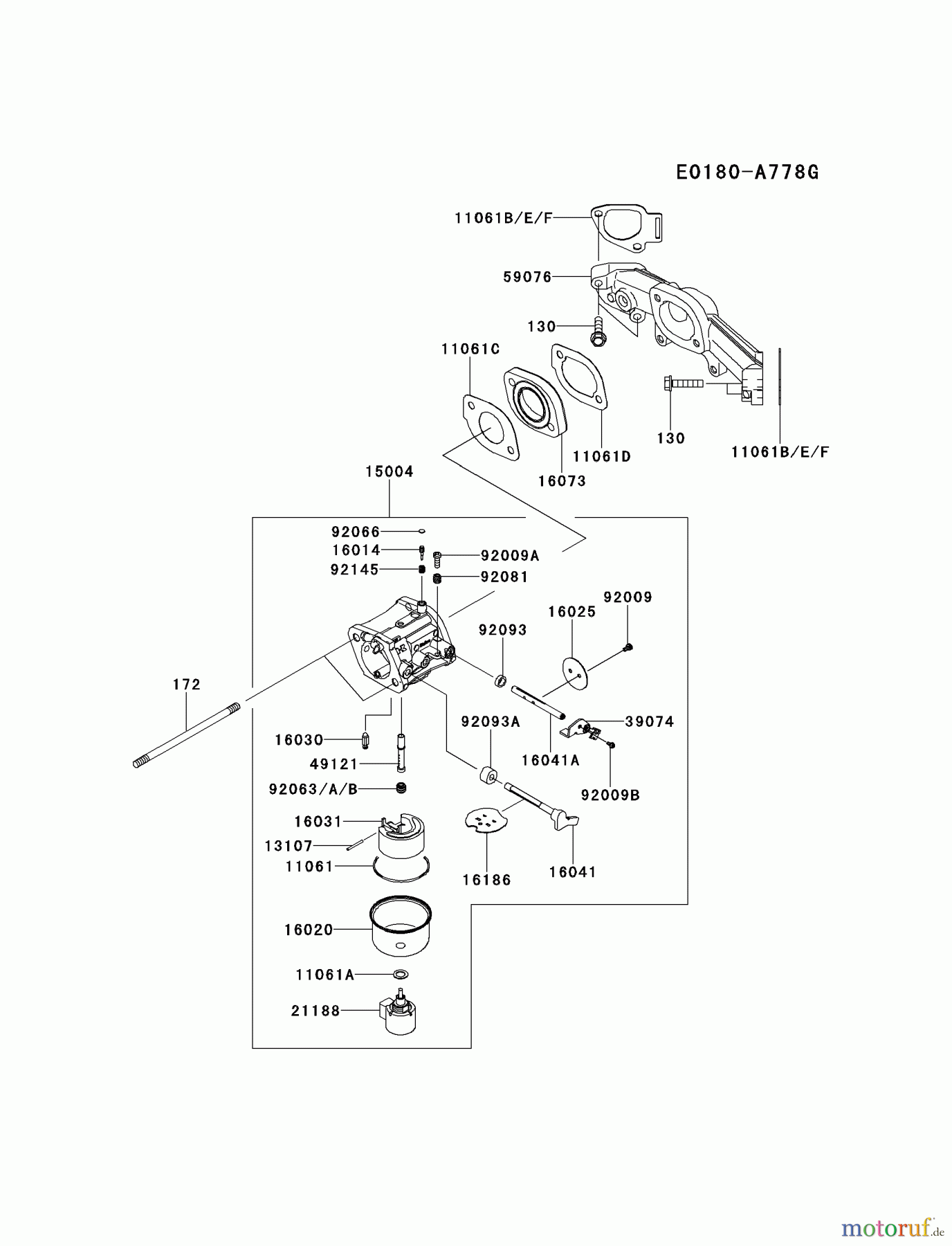  Kawasaki Motoren Motoren Vertikal FH641V - DS25 bis FS481V - BS13 FR691V-BS00 - Kawasaki FR691V 4-Stroke Engine CARBURETOR