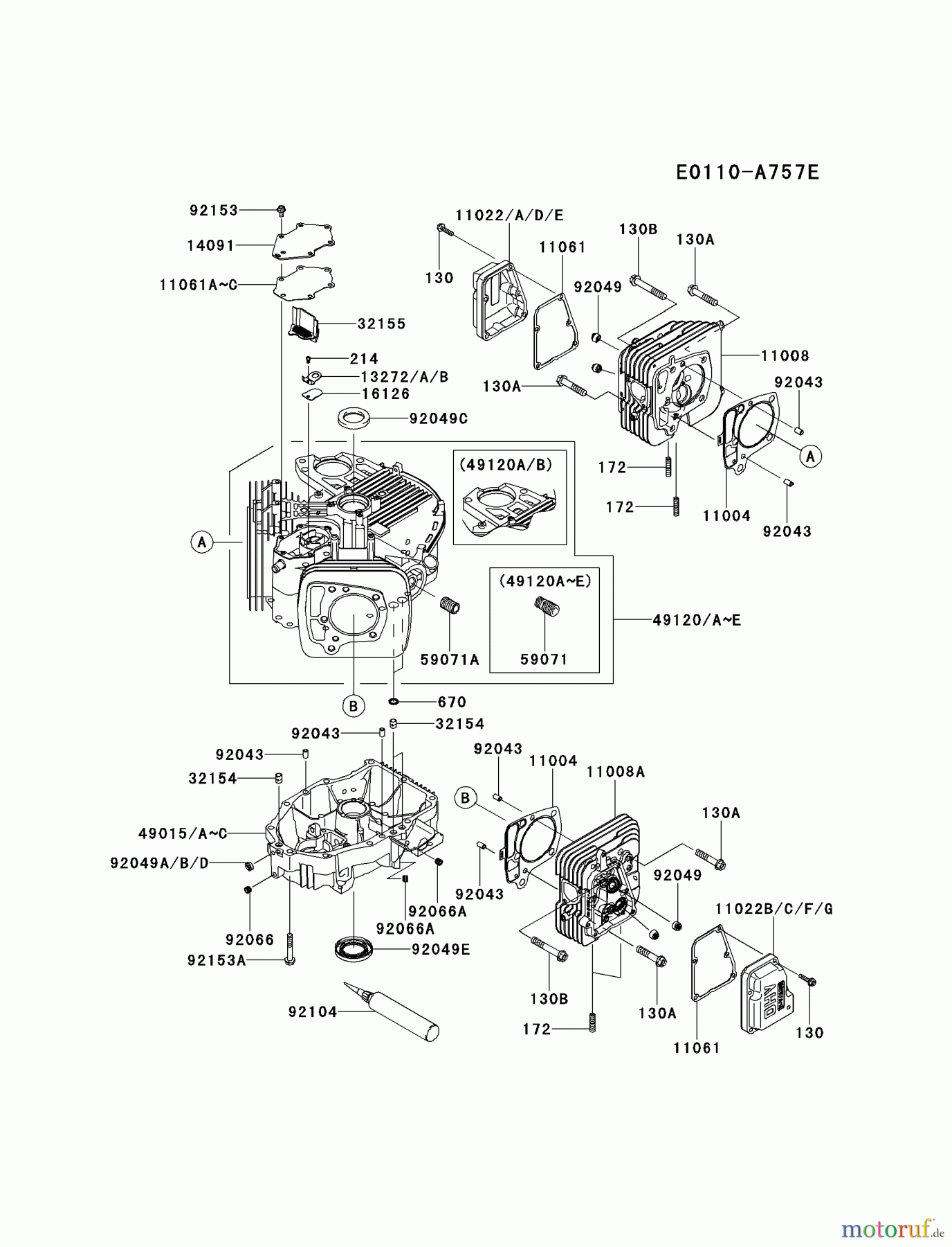  Kawasaki Motoren Motoren Vertikal FH641V - DS25 bis FS481V - BS13 FR691V-DS00 - Kawasaki FR691V 4-Stroke Engine CYLINDER/CRANKCASE #2