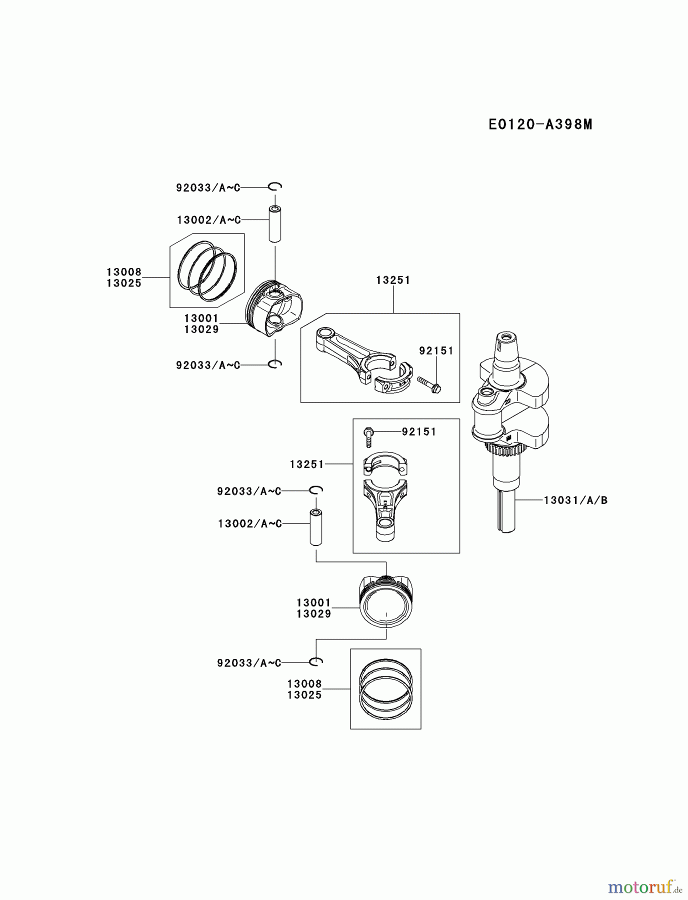  Kawasaki Motoren Motoren Vertikal FH641V - DS25 bis FS481V - BS13 FR651V-BS00 - Kawasaki FR651V 4-Stroke Engine PISTON/CRANKSHAFT