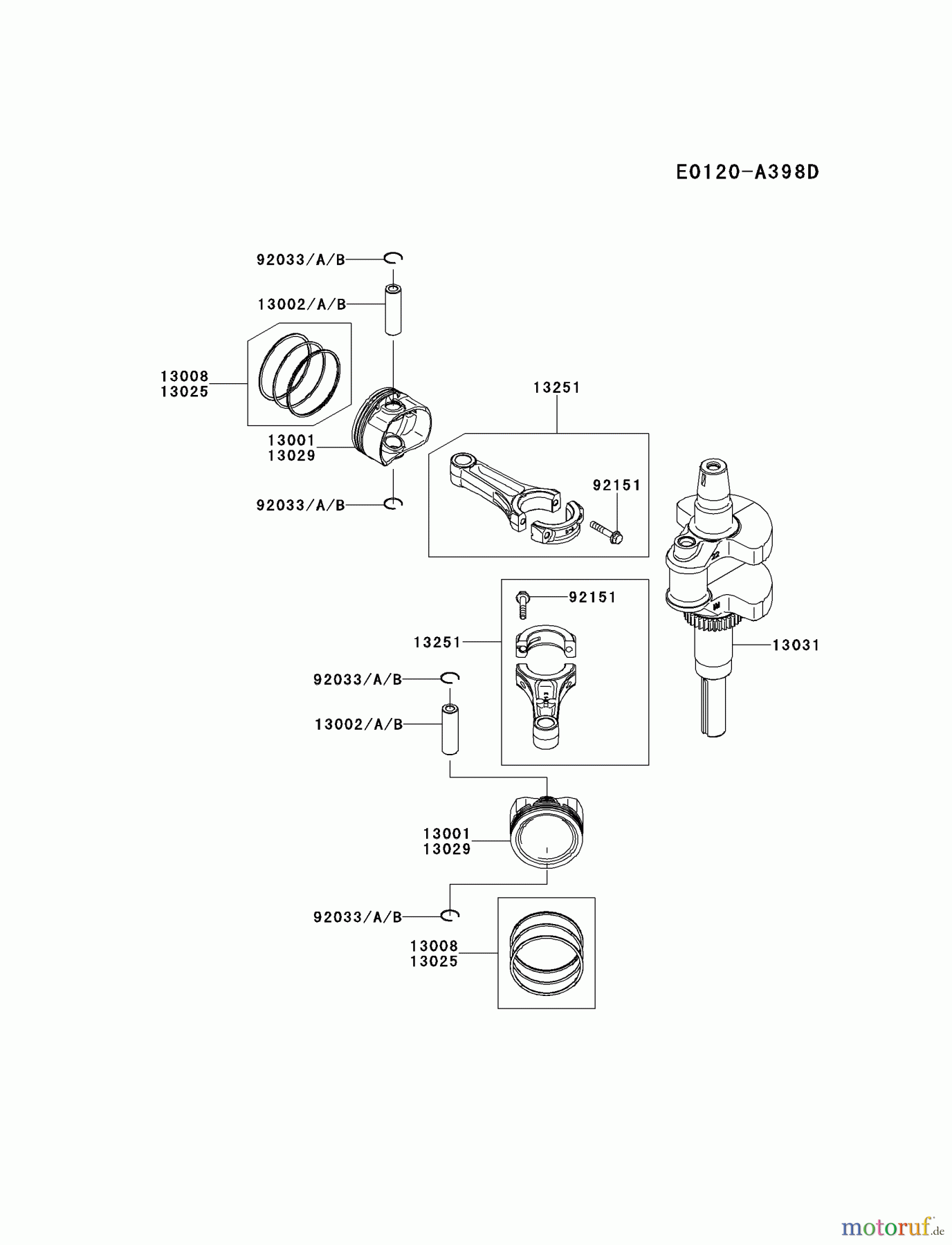  Kawasaki Motoren Motoren Vertikal FH641V - DS25 bis FS481V - BS13 FR730V-AS07 - Kawasaki FR730V 4-Stroke Engine PISTON/CRANKSHAFT