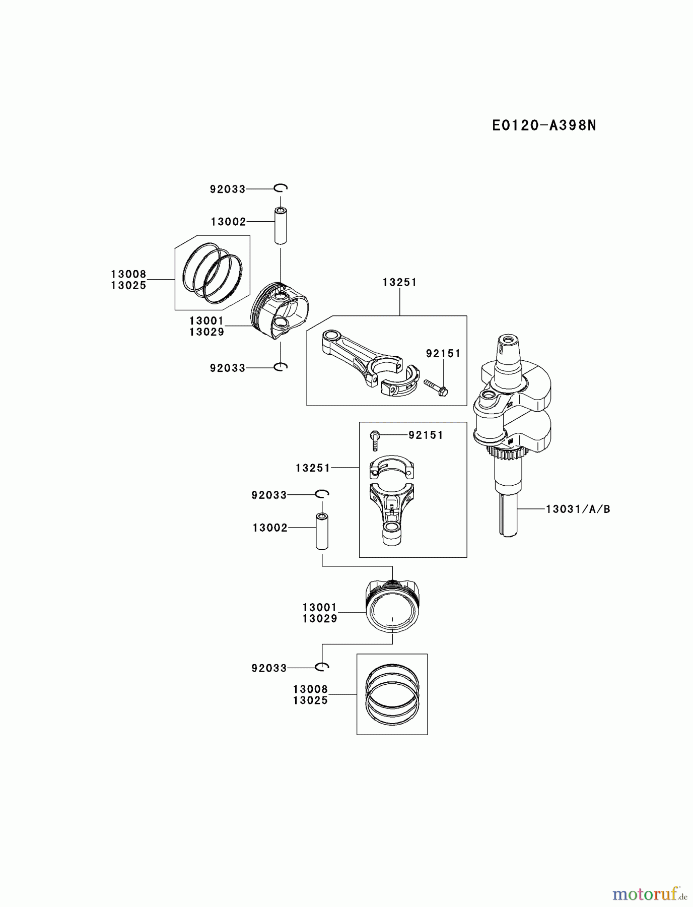  Kawasaki Motoren Motoren Vertikal FH641V - DS25 bis FS481V - BS13 FR730V-CS10 - Kawasaki FR730V 4-Stroke Engine PISTON/CRANKSHAFT