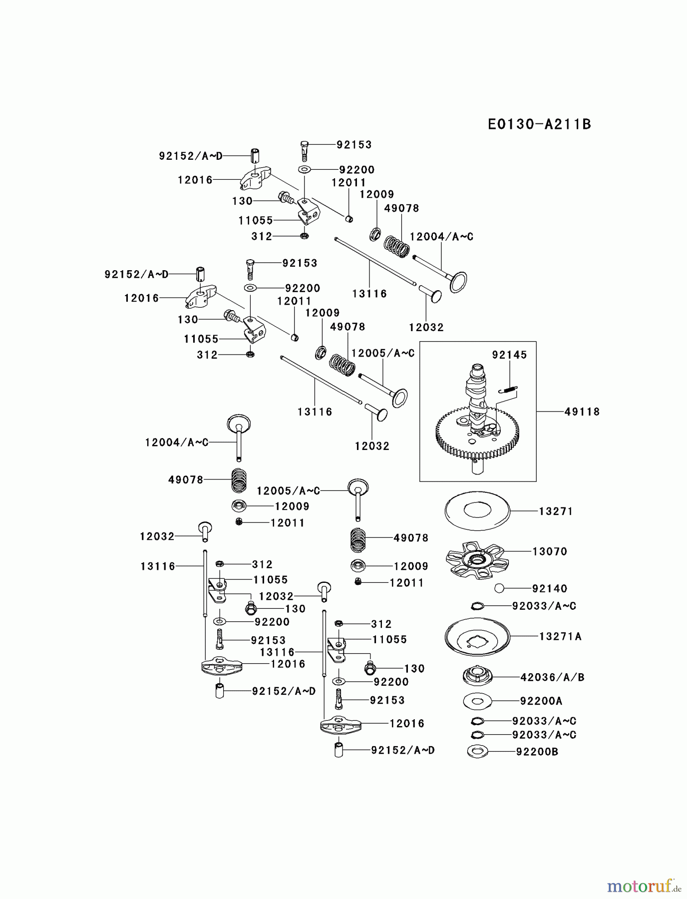  Kawasaki Motoren Motoren Vertikal FH641V - DS25 bis FS481V - BS13 FR651V-AS06 - Kawasaki FR651V 4-Stroke Engine VALVE/CAMSHAFT