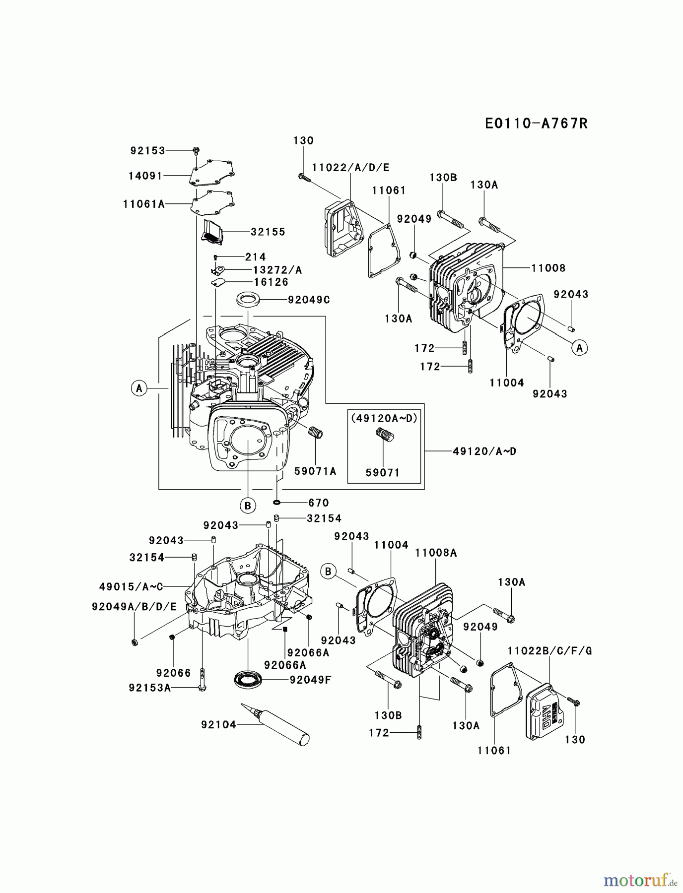  Kawasaki Motoren Motoren Vertikal FH641V - DS25 bis FS481V - BS13 FR730V-ES00 - Kawasaki FR730V 4-Stroke Engine CYLINDER/CRANKCASE #2