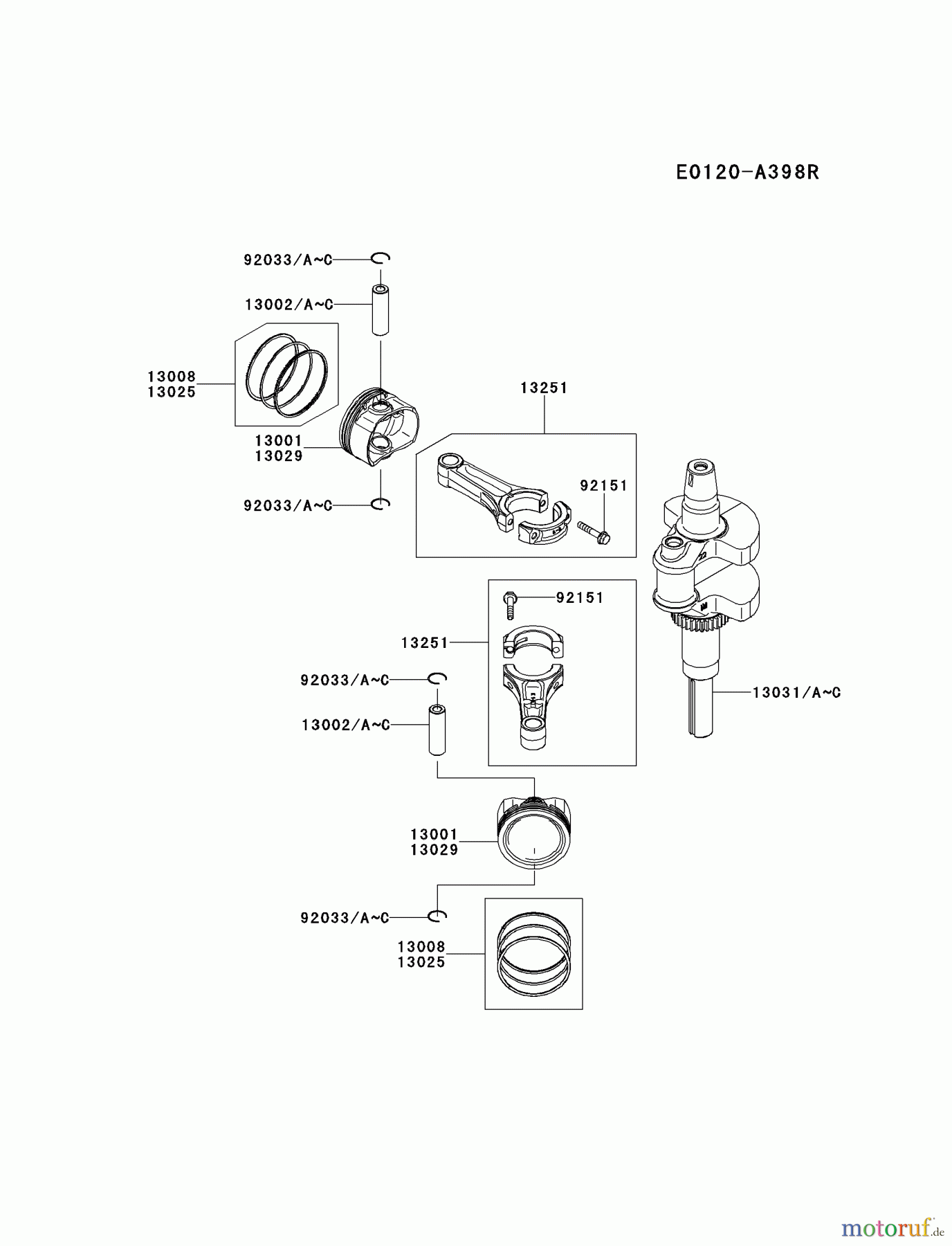  Kawasaki Motoren Motoren Vertikal FH641V - DS25 bis FS481V - BS13 FR730V-BS00 - Kawasaki FR730V 4-Stroke Engine PISTON/CRANKSHAFT