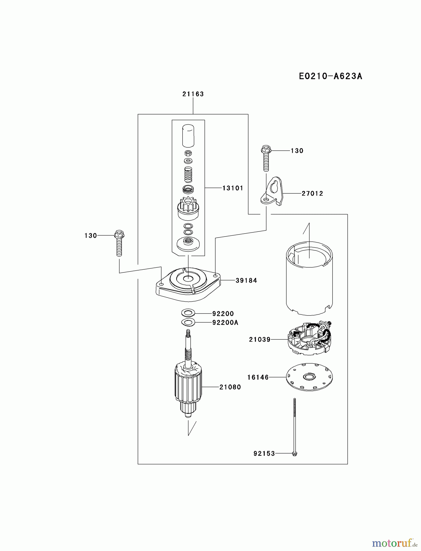  Kawasaki Motoren Motoren Vertikal FH641V - DS25 bis FS481V - BS13 FR651V-BS12 - Kawasaki FR651V 4-Stroke Engine STARTER(FR651VB39845∼)