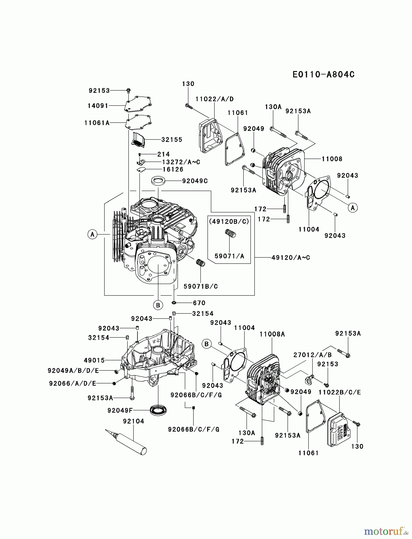  Kawasaki Motoren Motoren Vertikal FH641V - DS25 bis FS481V - BS13 FS481V-AS18 - Kawasaki FS481V 4-Stroke Engine CYLINDER/CRANKCASE #2