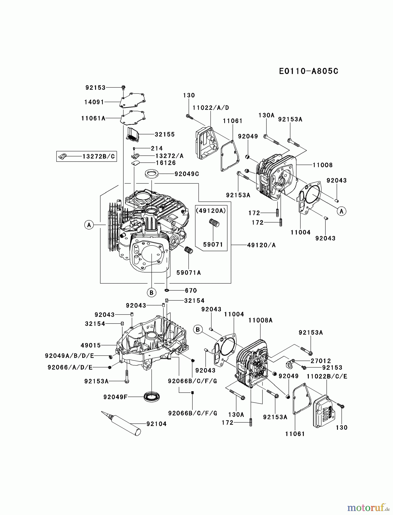  Kawasaki Motoren Motoren Vertikal FH641V - DS25 bis FS481V - BS13 FS481V-AS19 - Kawasaki FS481V 4-Stroke Engine CYLINDER/CRANKCASE #1