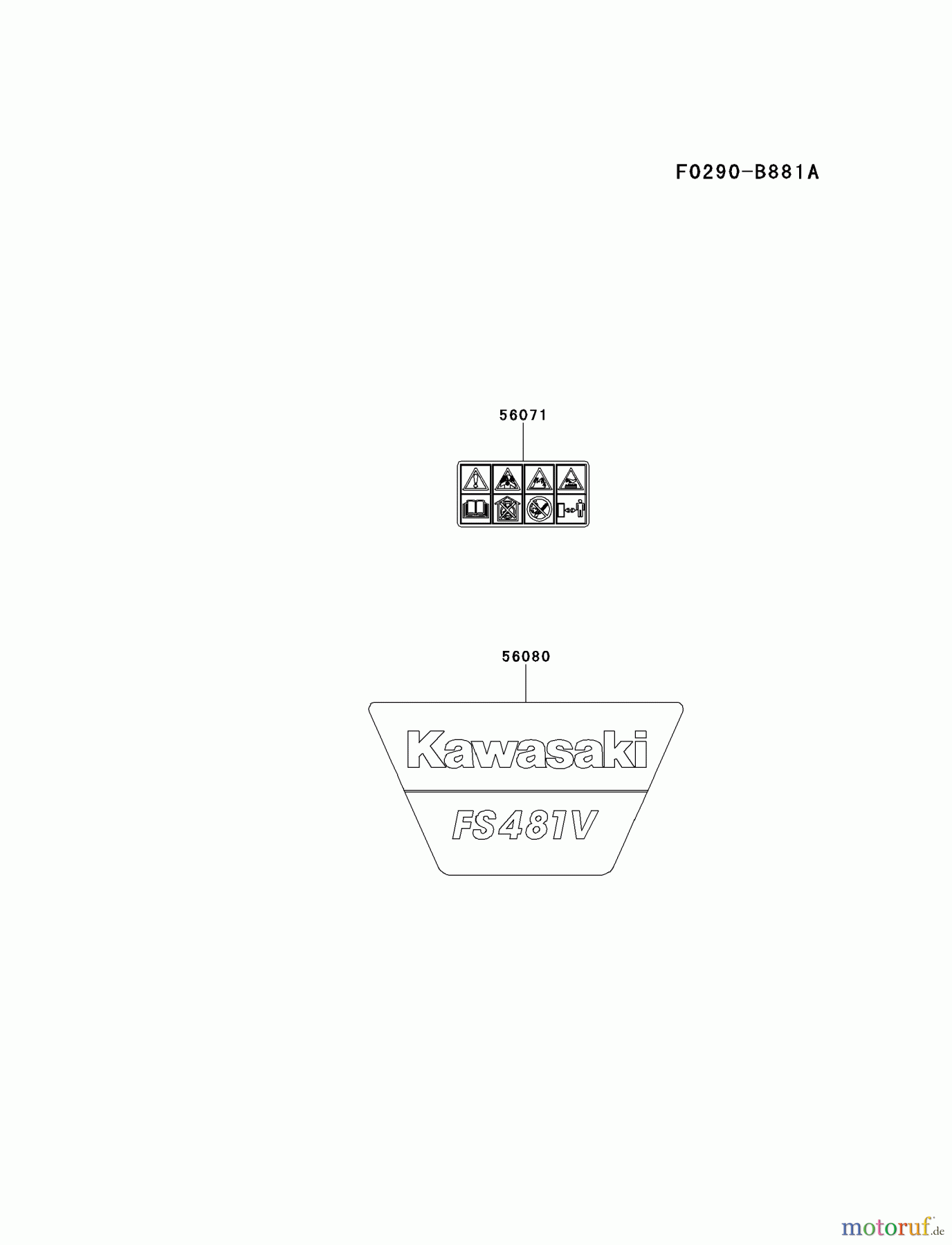  Kawasaki Motoren Motoren Vertikal FH641V - DS25 bis FS481V - BS13 FS481V-AS21 - Kawasaki FS481V 4-Stroke Engine LABEL