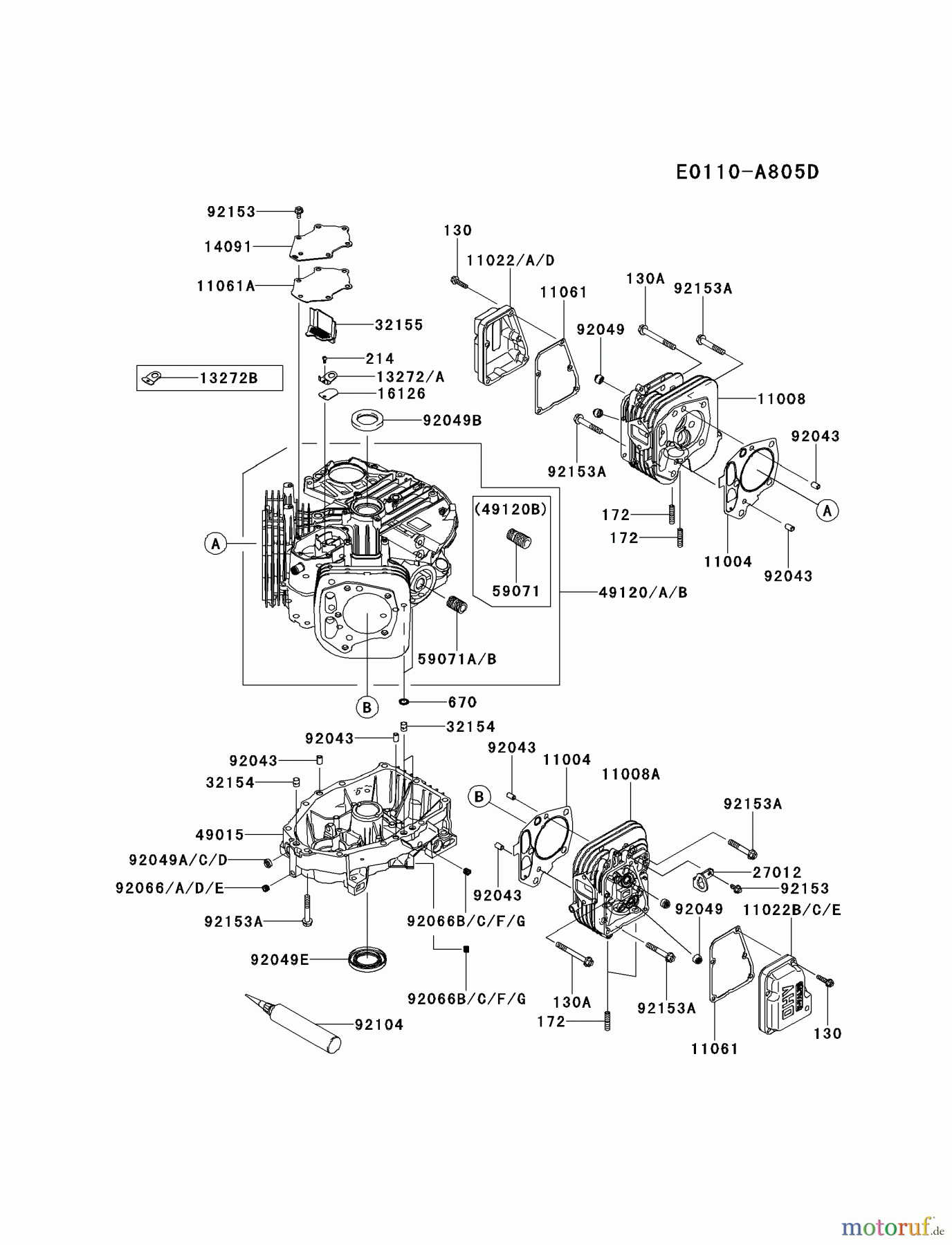  Kawasaki Motoren Motoren Vertikal FH641V - DS25 bis FS481V - BS13 FS481V-AS22 - Kawasaki FS481V 4-Stroke Engine CYLINDER/CRANKCASE #2