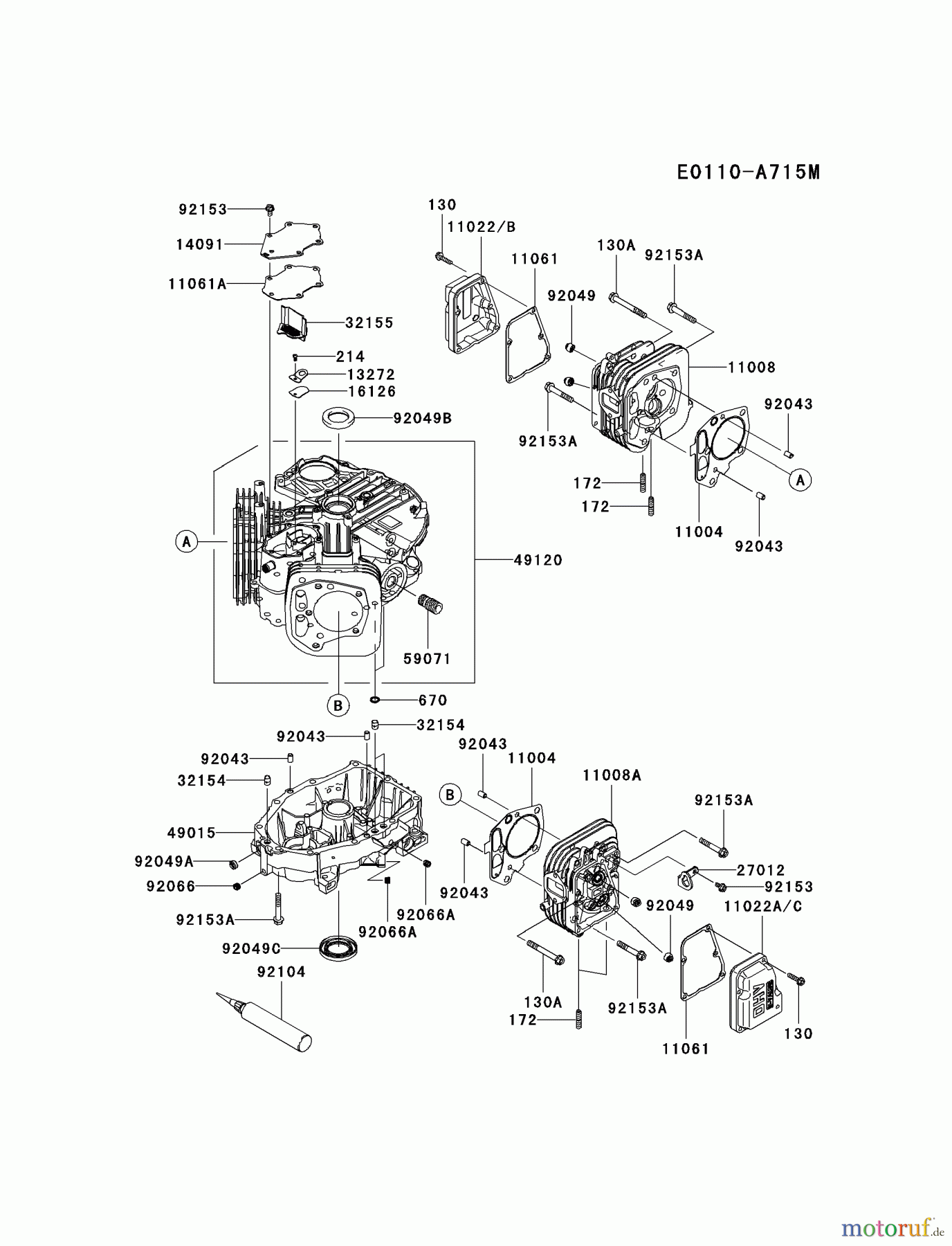  Kawasaki Motoren Motoren Vertikal FH641V - DS25 bis FS481V - BS13 FS481V-AS23 - Kawasaki FS481V 4-Stroke Engine CYLINDER/CRANKCASE